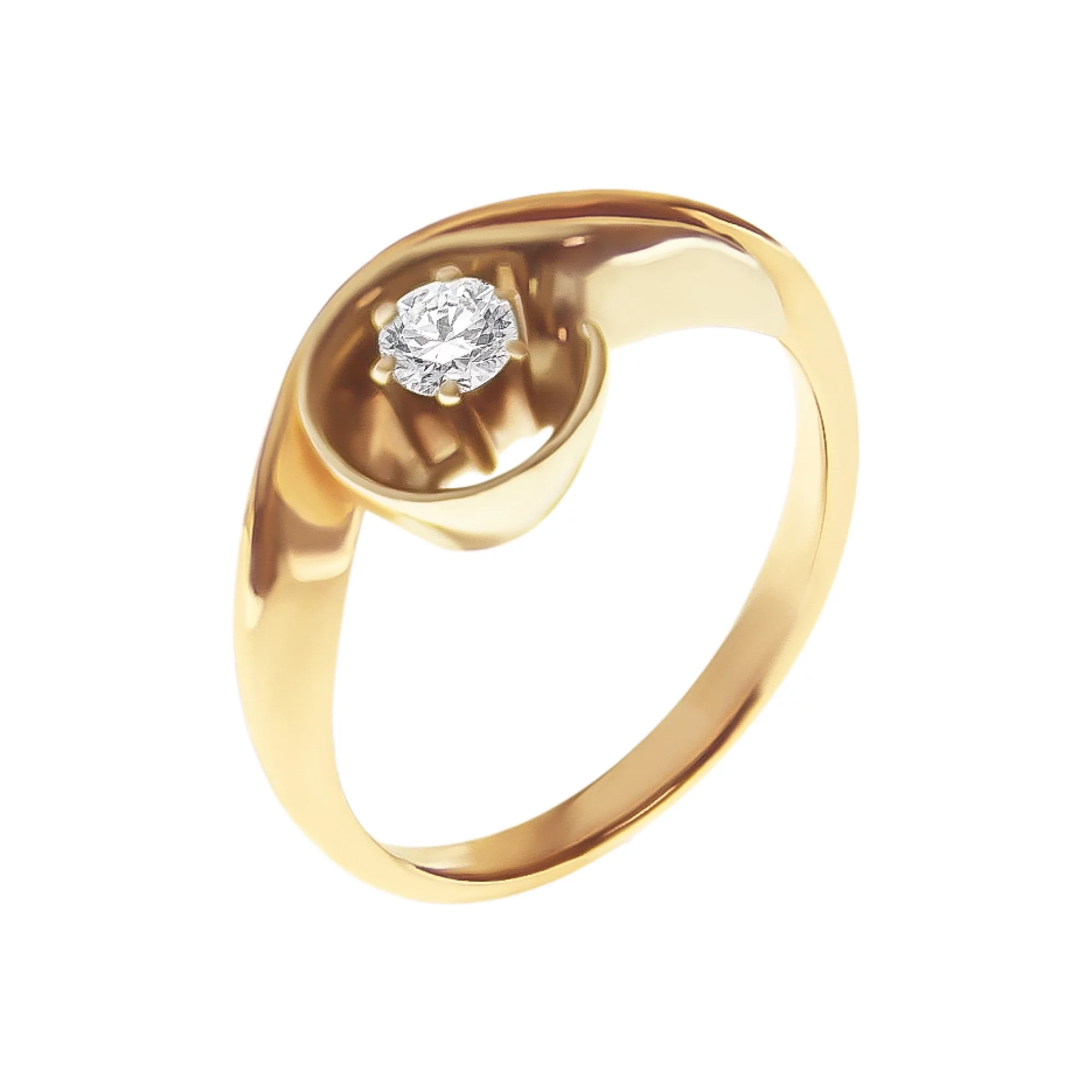 Золотое кольцо с бриллиантом - 521683 – изображение 1