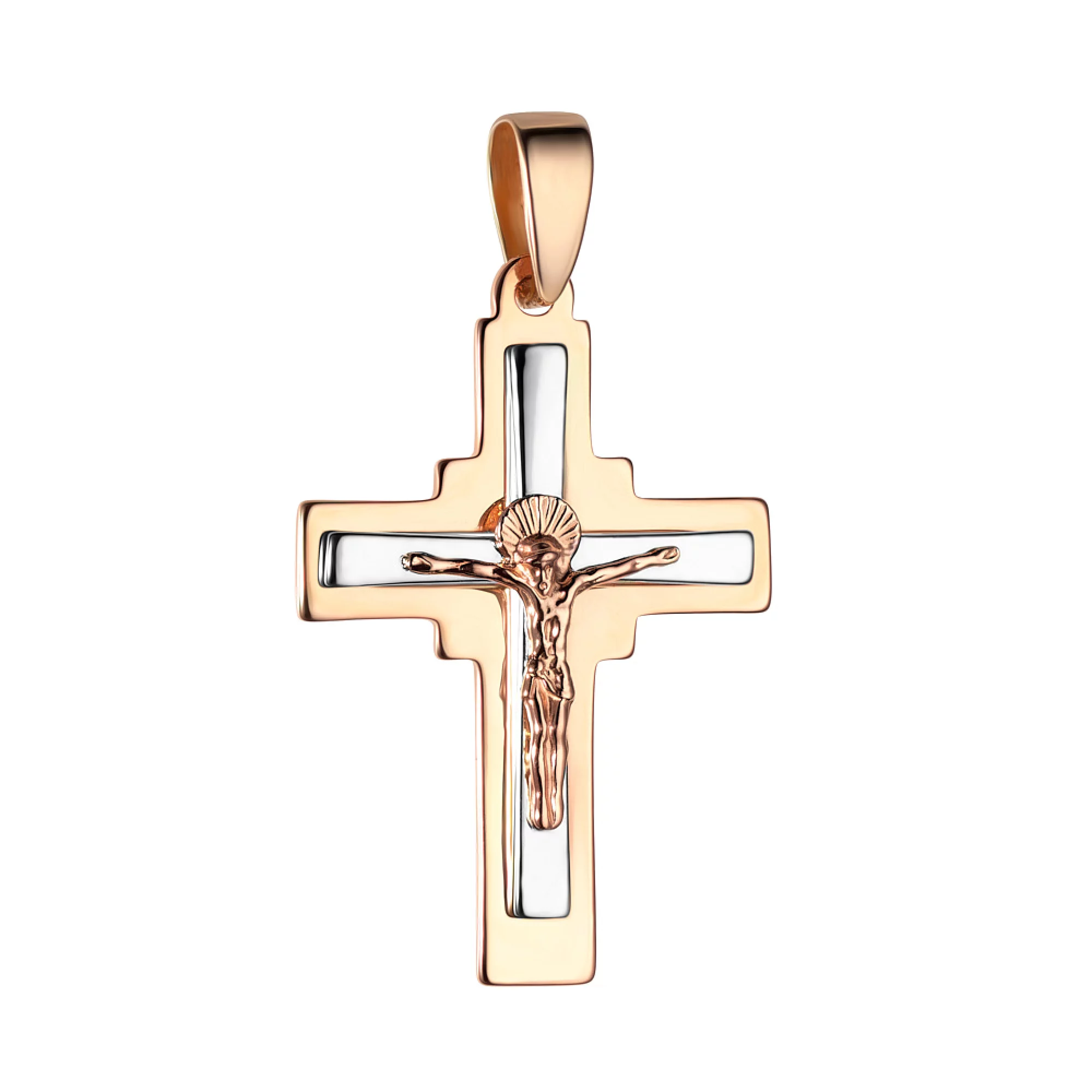Крестик из комбинированного золота - 973301 – изображение 1