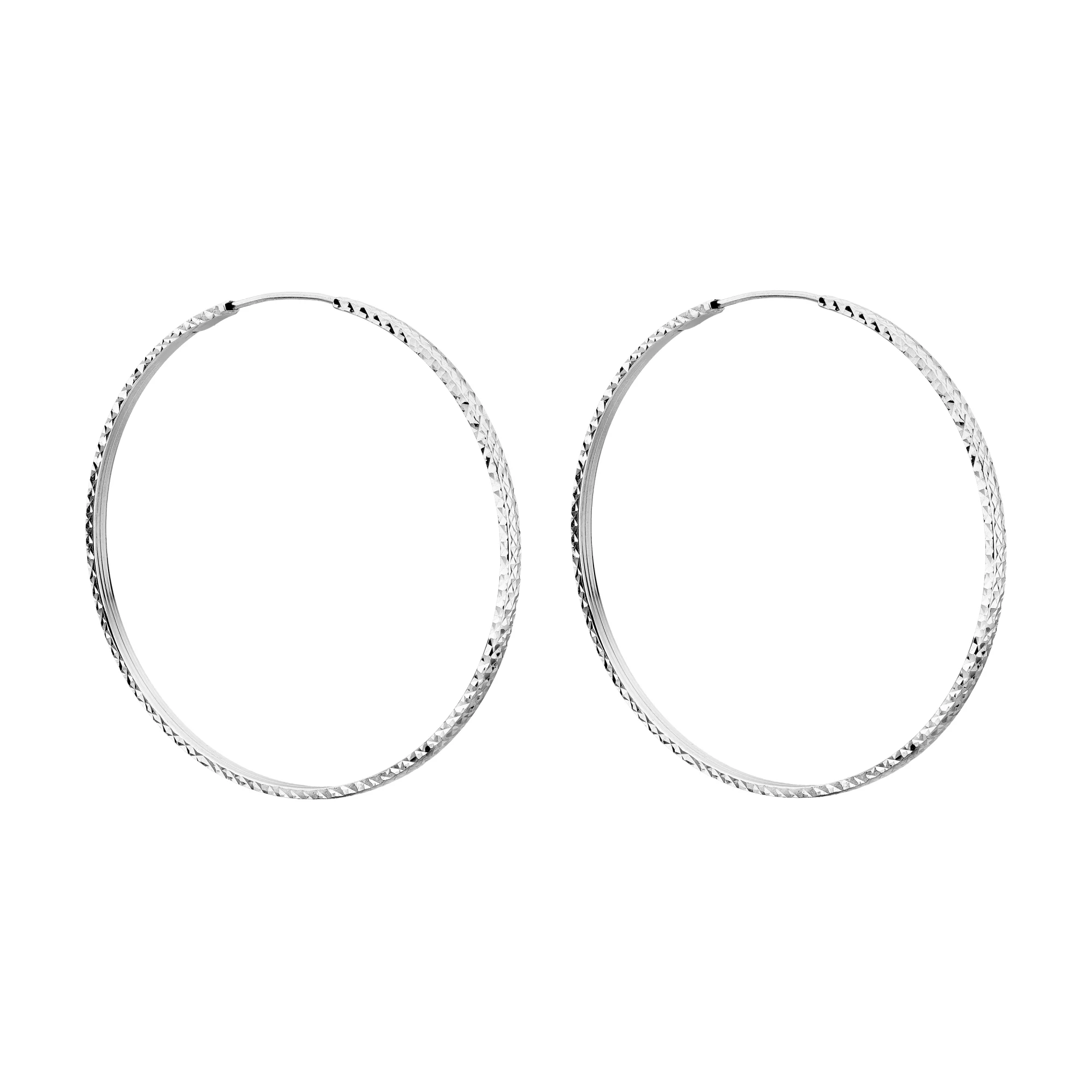 Серьги-кольца в белом золоте с алмазной гранью - 2276956 - 1