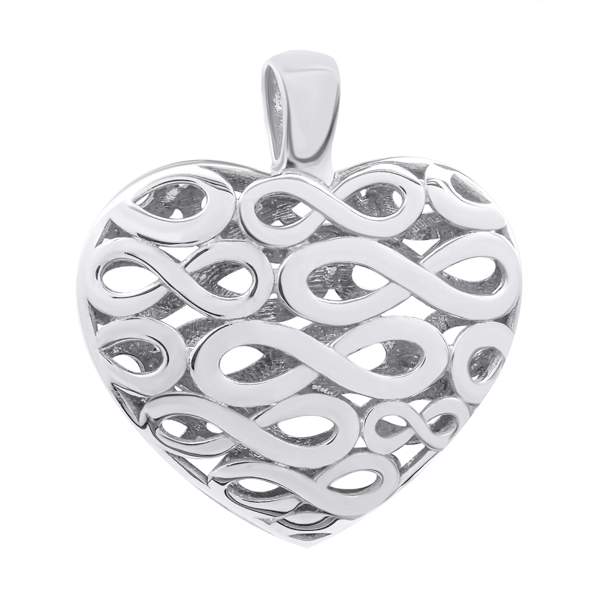 Подвеска серебряная с платиновым покрытием "Сердце" - 878661 – изображение 1