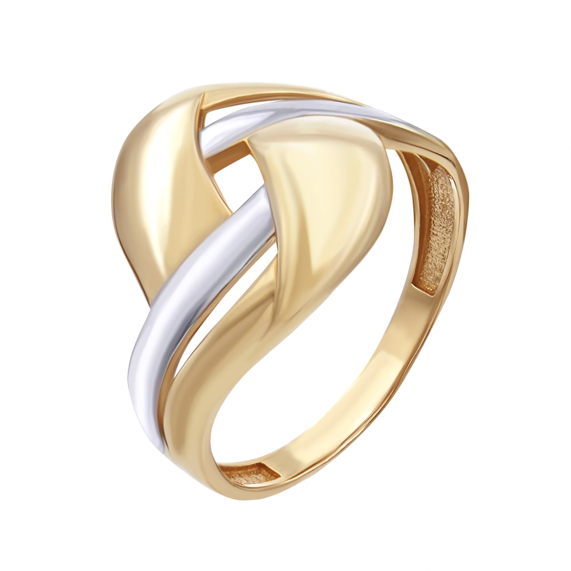 Кольцо из комбинированого золота "Переплетение" - 547221 – изображение 1