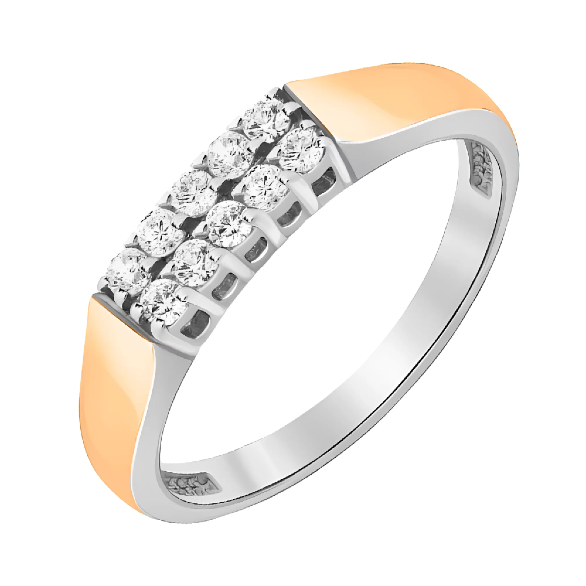 Серебряное кольцо с позолотой и фианитом - 474133 – изображение 1