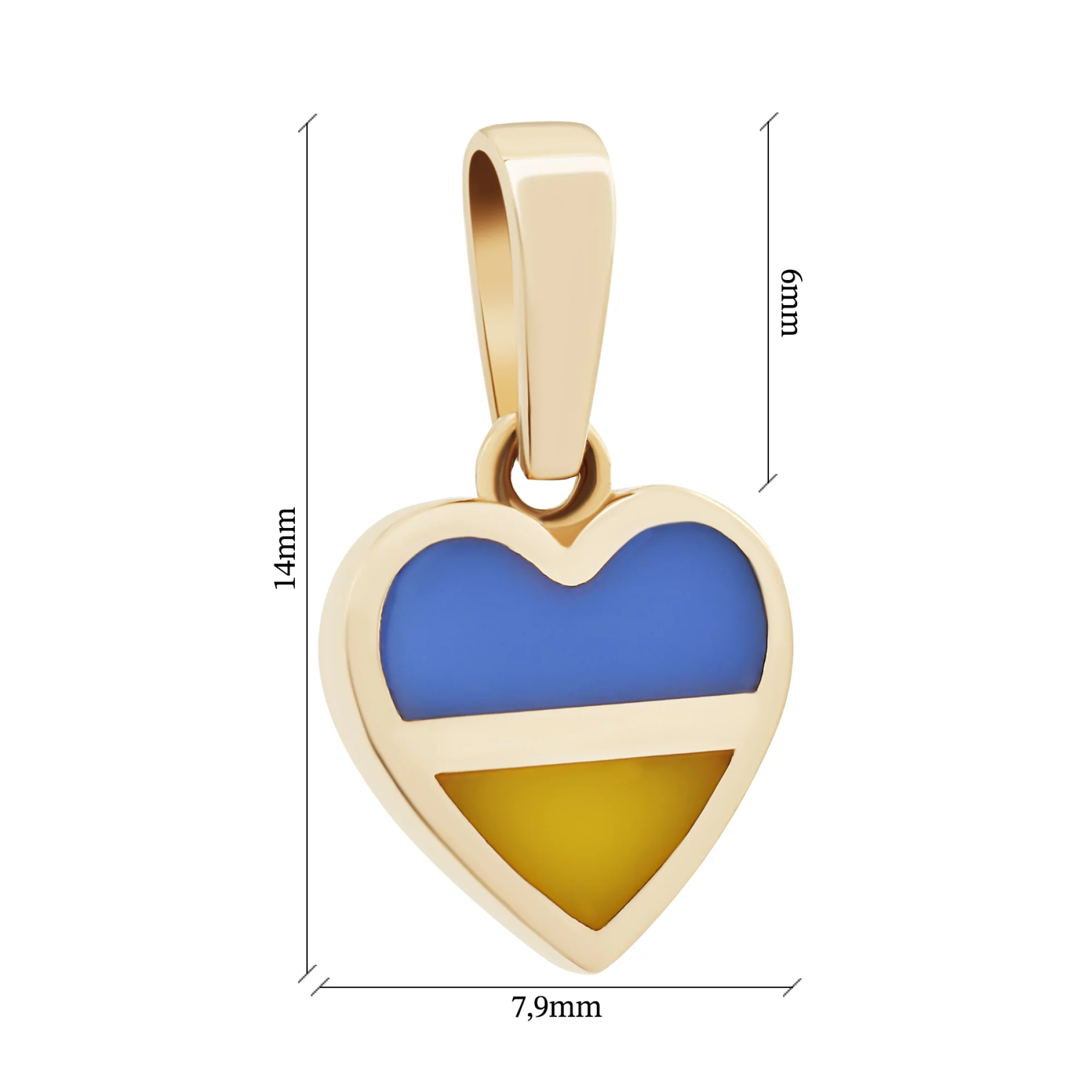 Золота підвіска "Серце України" з емаллю - 1578361 – зображення 2