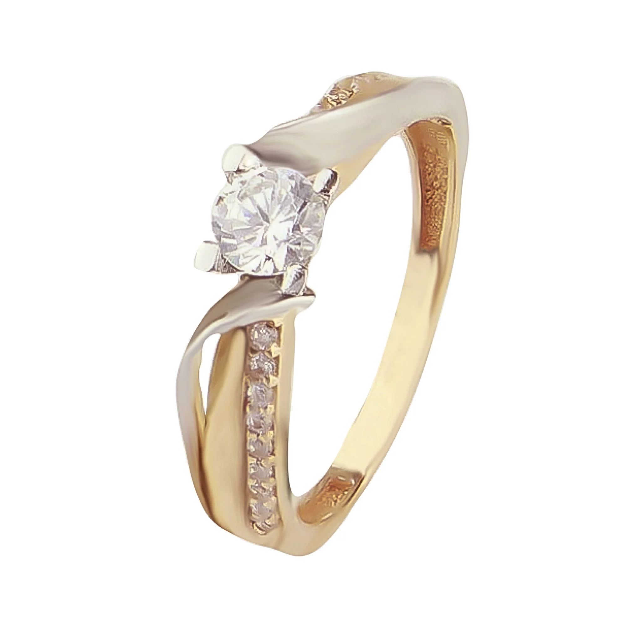 Золотое кольцо с фианитом - 511738 – изображение 1