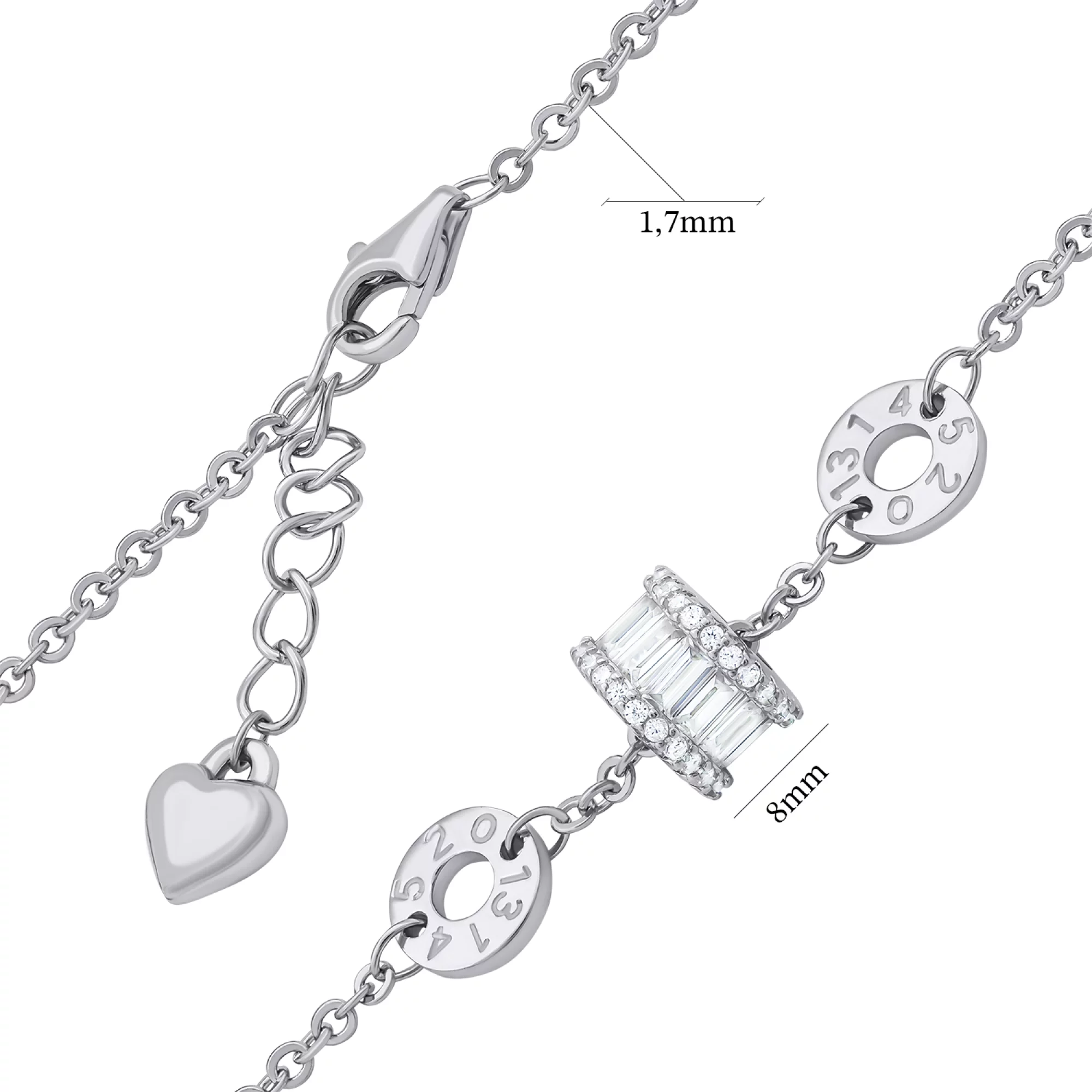 Браслет из серебра с шармом и дорожкой фианитов плетение якорь - 1521548 – изображение 3