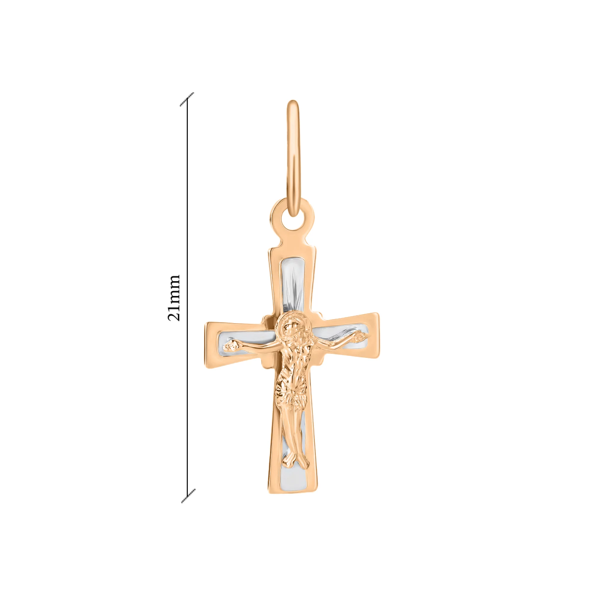 Хрестик із комбінованого золота - 1524130 – зображення 2