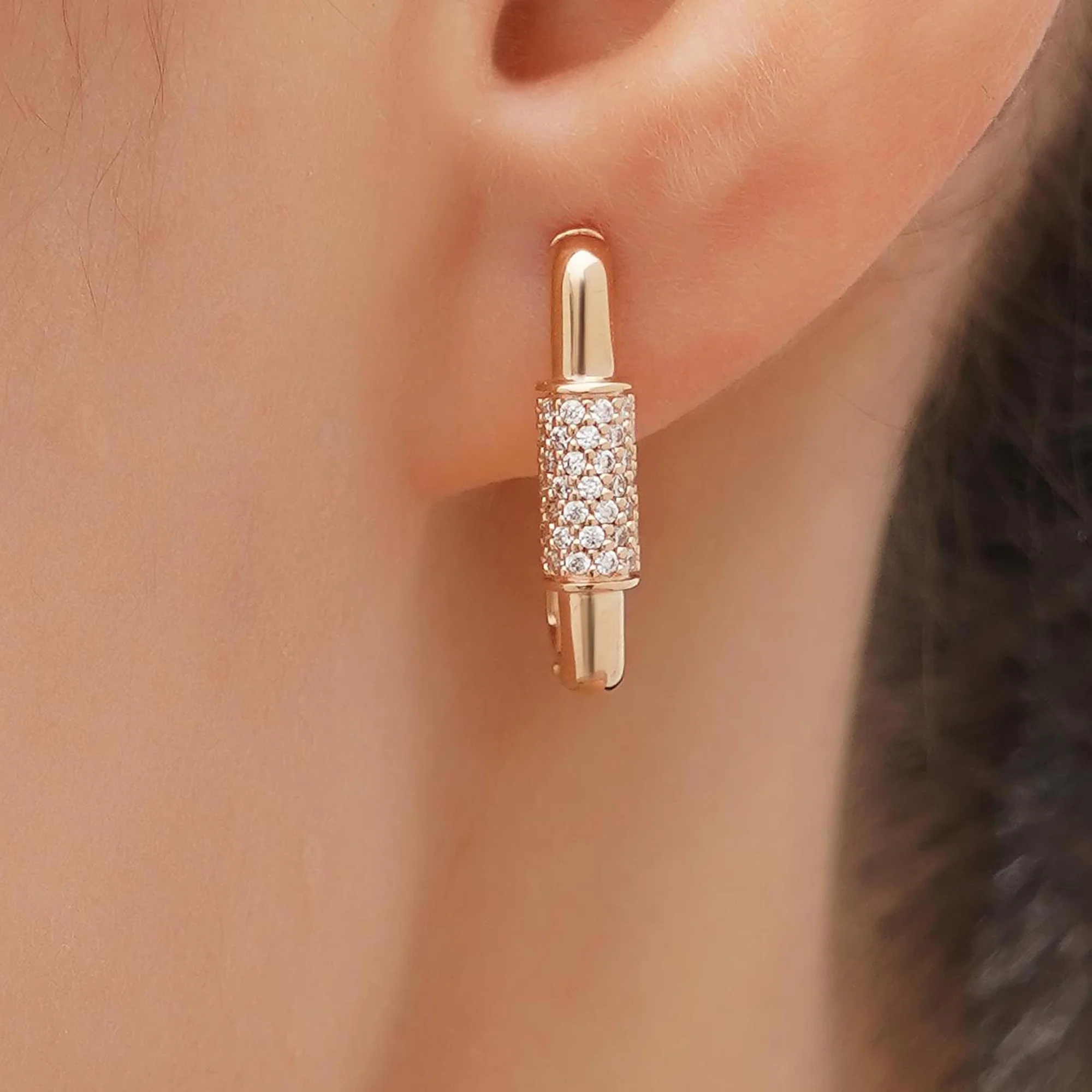 Сережки с фианитами из красного золота - 1660221 - 1