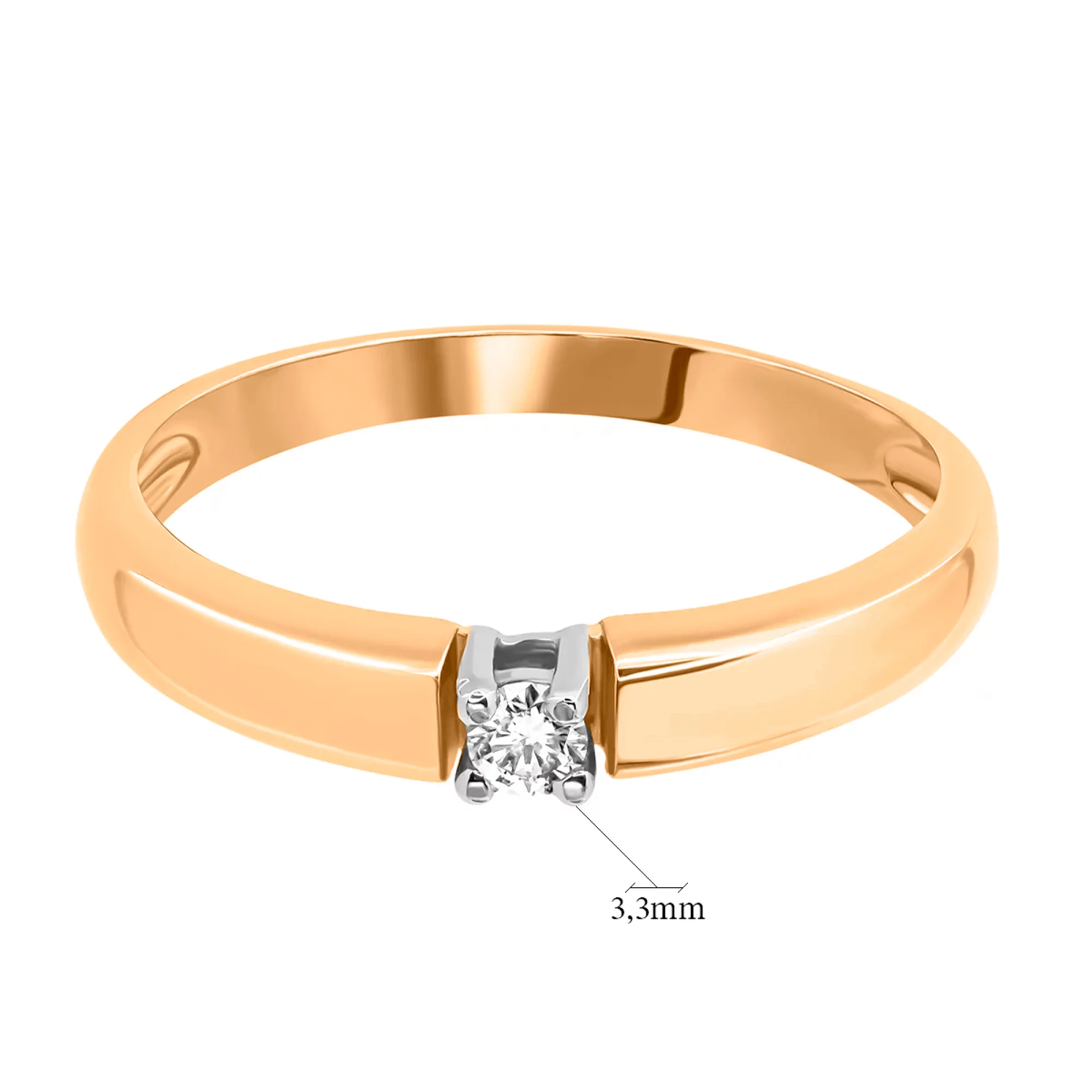Золотое кольцо с бриллиантом - 1341361 – изображение 2