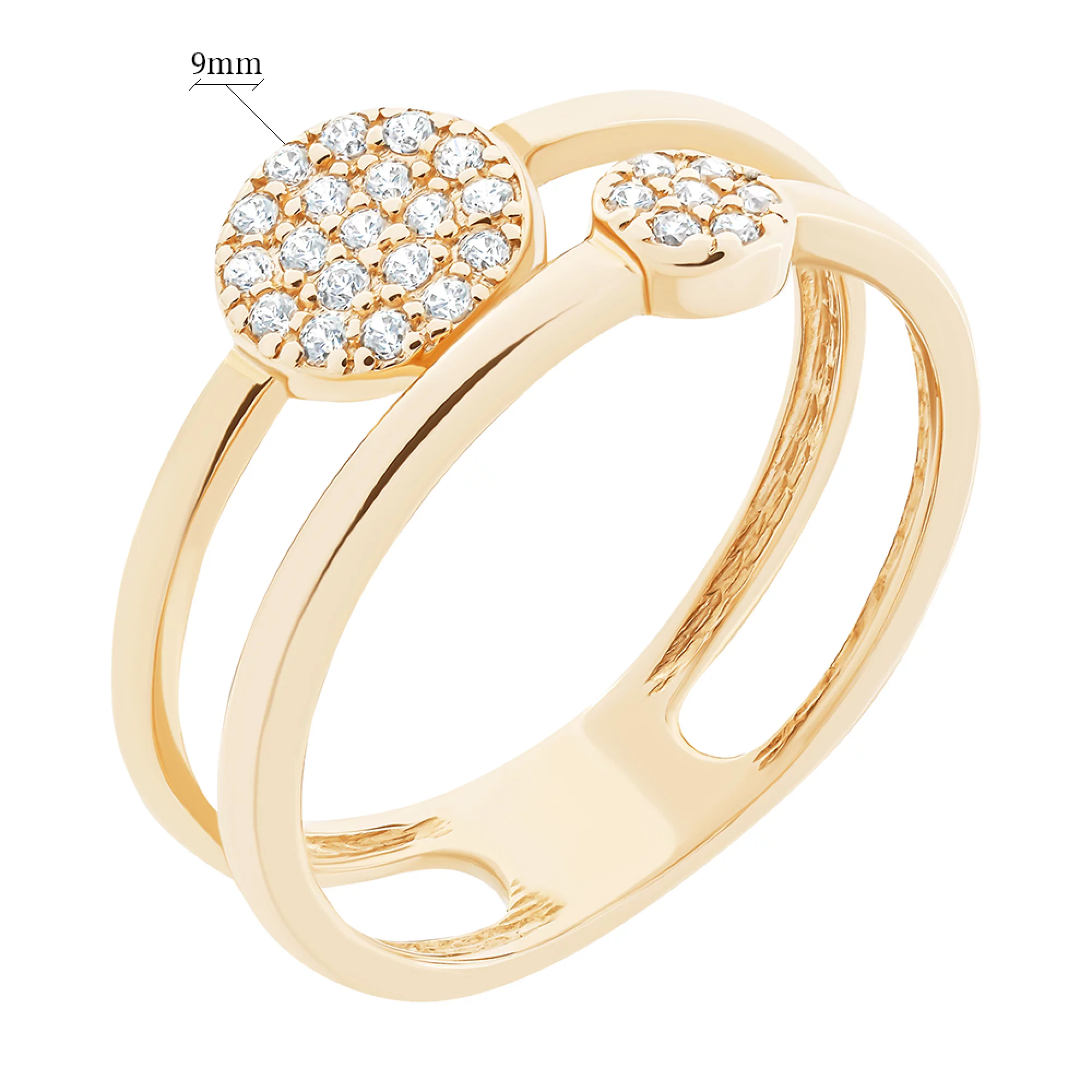 Двойное кольцо из красного золота с фианитами - 1511224 – изображение 3