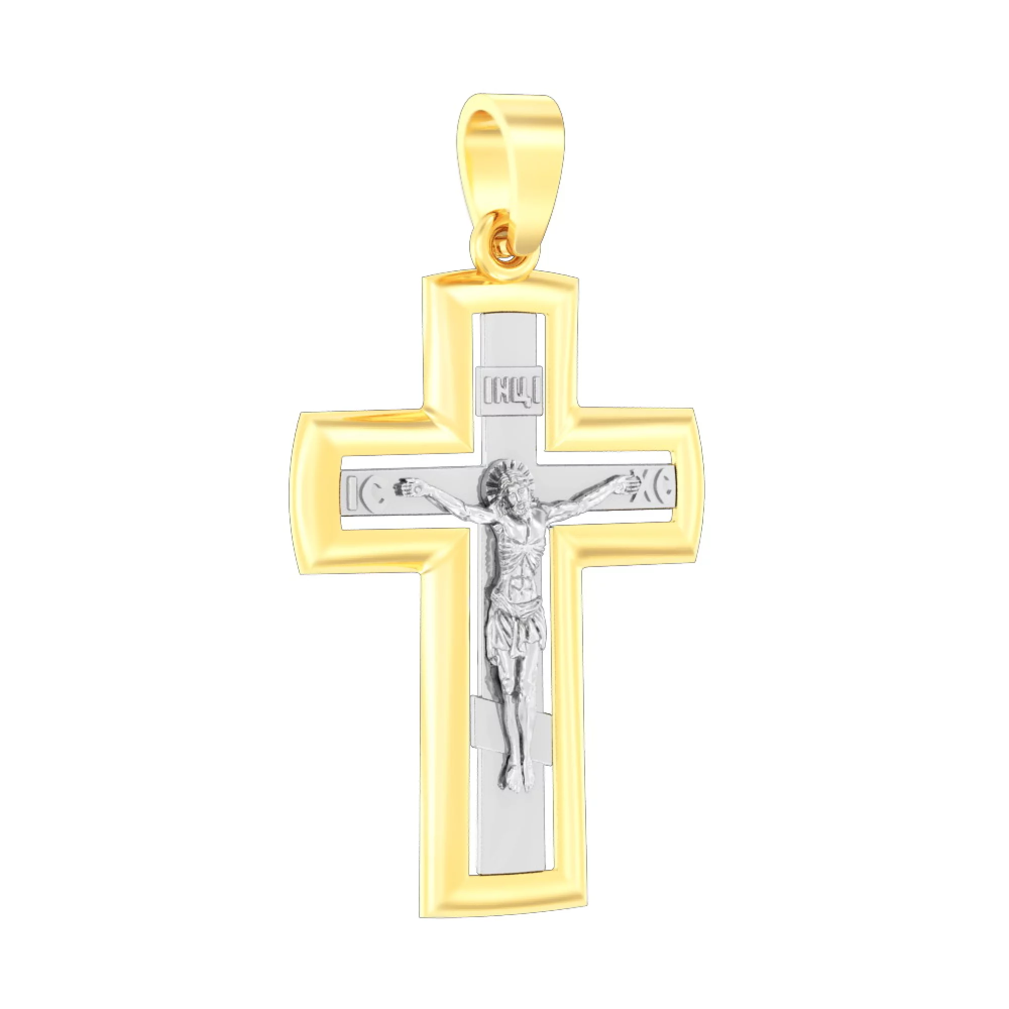 Крестик из комбинированого золота - 972543 – изображение 1