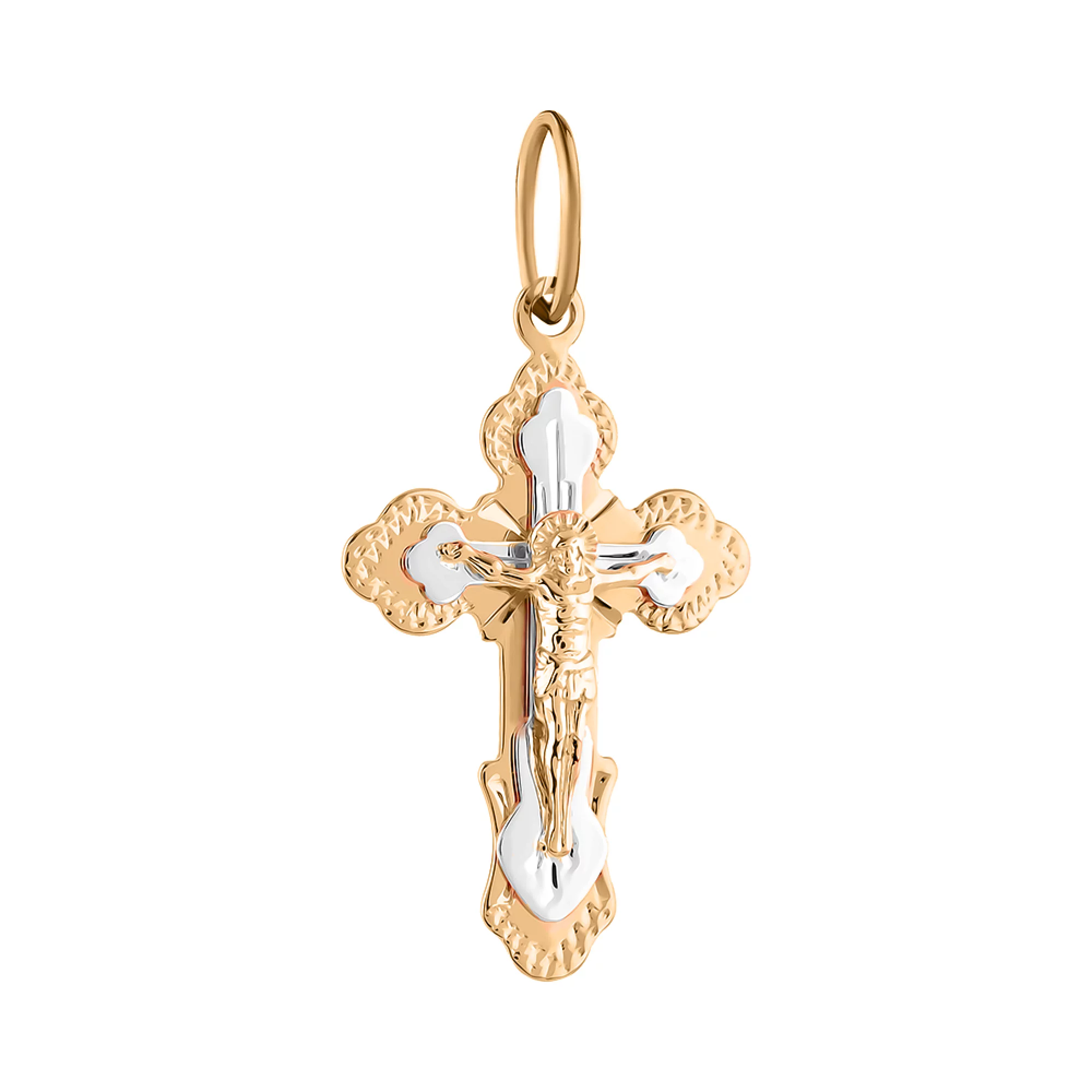 Крестик в красном и белом золоте с алмазной гранью - 1619028 – изображение 1