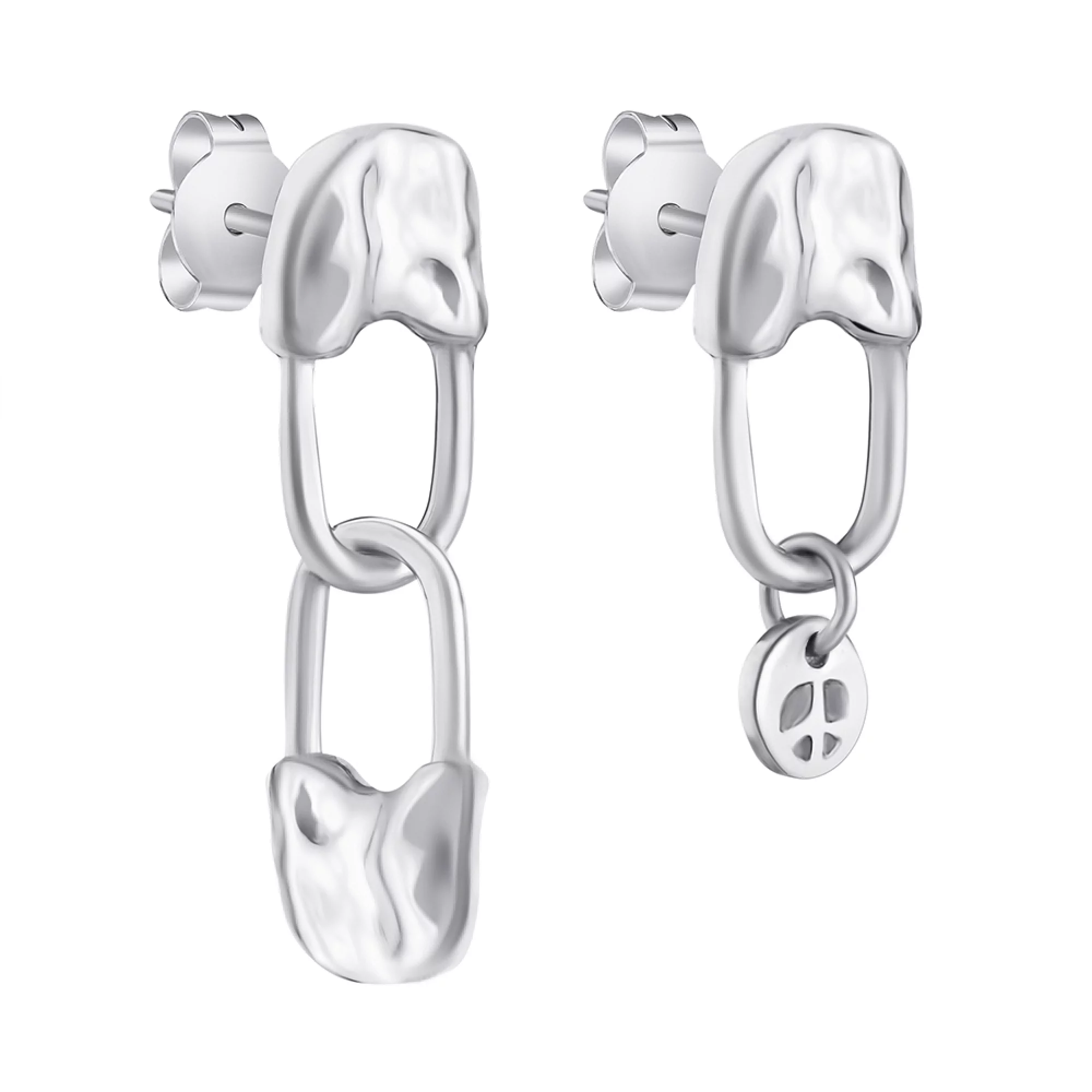 Срібні сережки-гвоздики з підвісками "Шпильки" - 1572525 – зображення 1