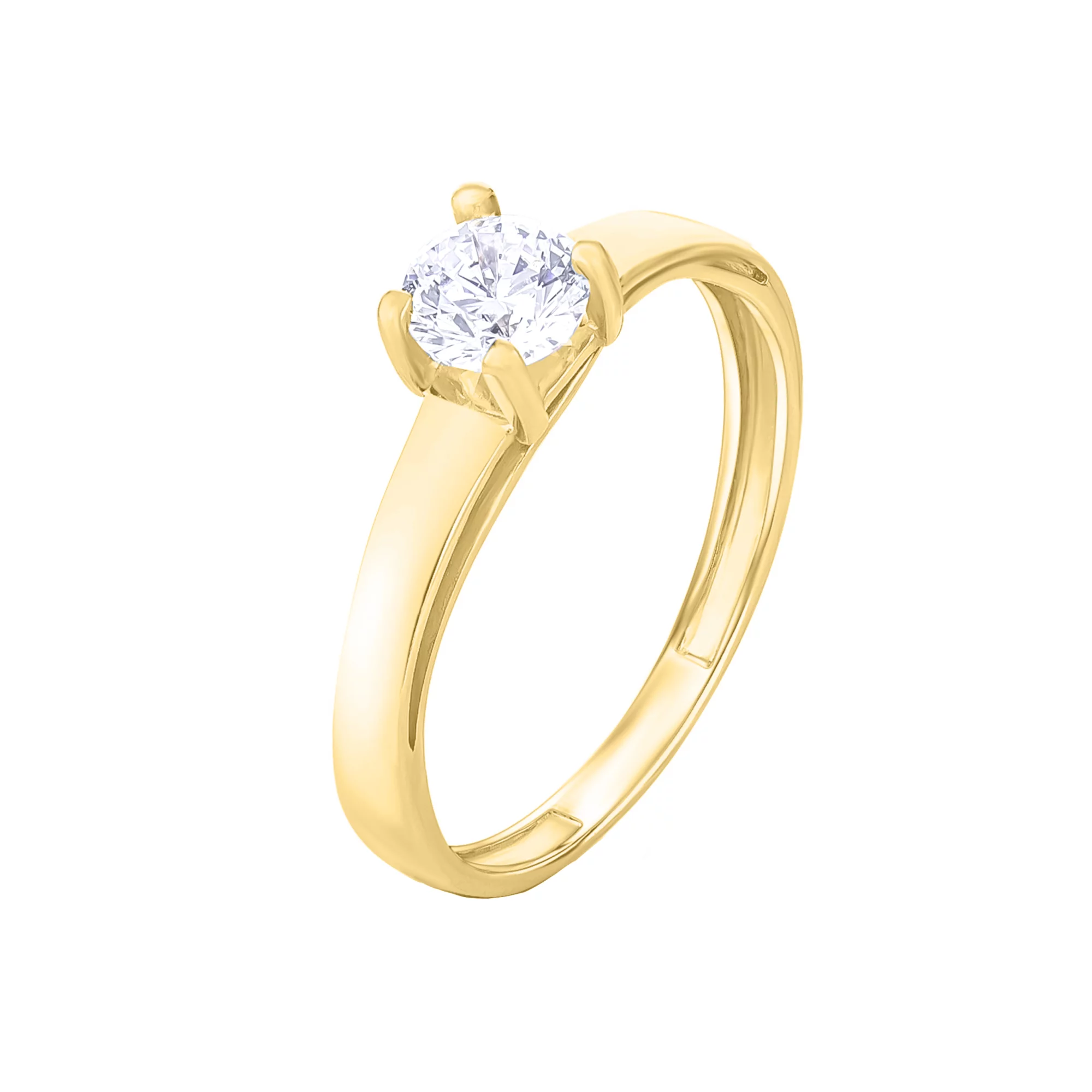 Помолвочное золотое кольцо с фианитом - 1575030 – изображение 1