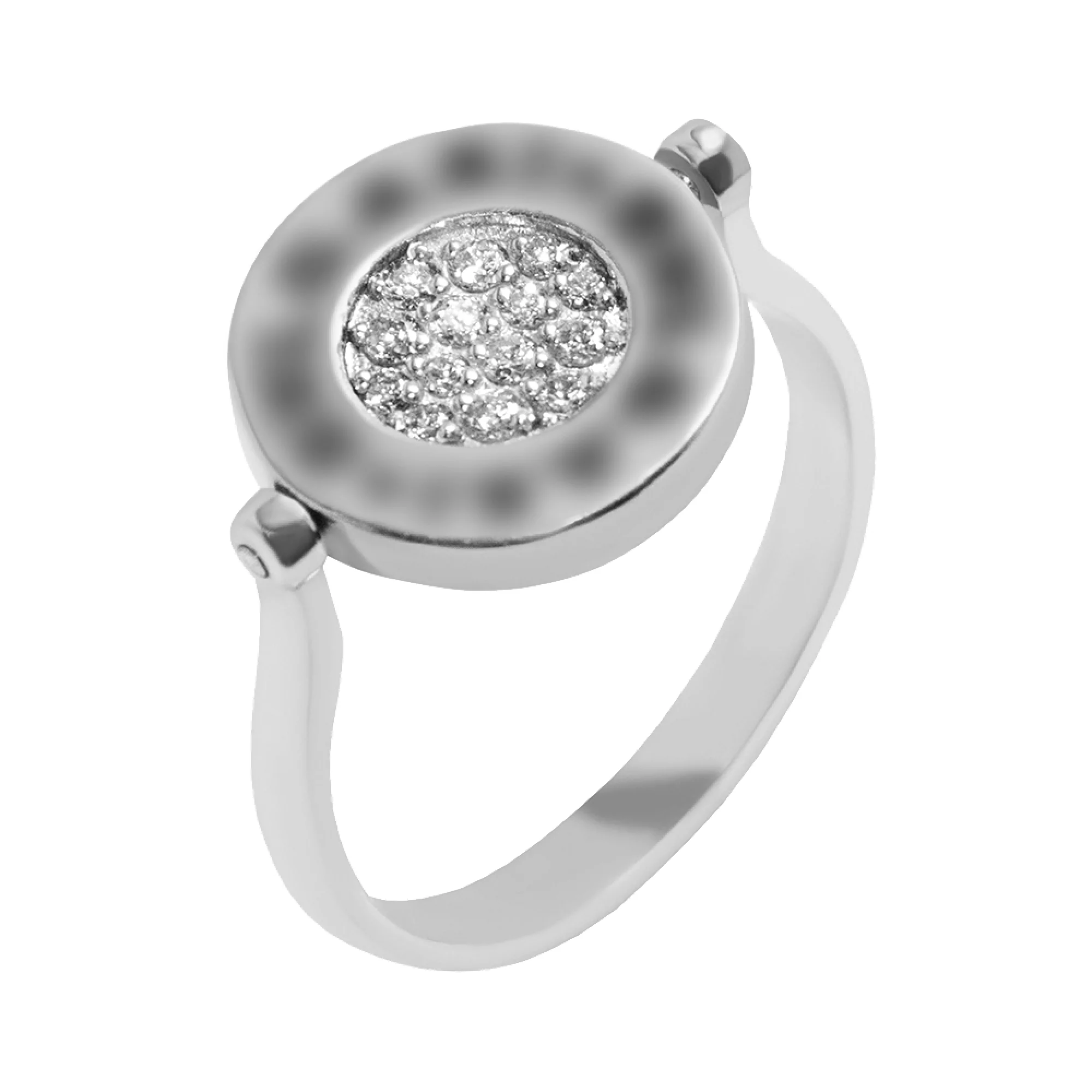 Кольцо двустороннее из серебра с фианитом и позолотой - 972604 – изображение 2