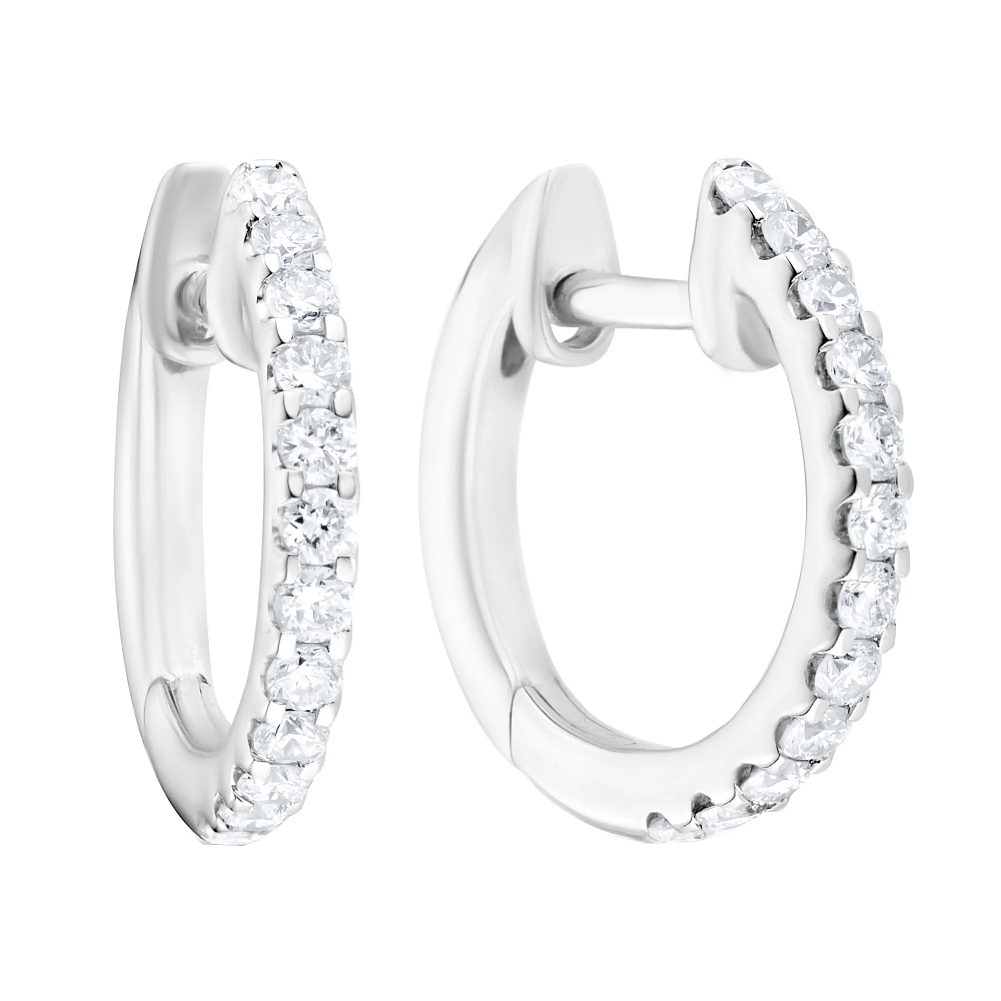 Серьги-кольца с дорожкой из бриллиантов в белом золоте - 1670371 - 3