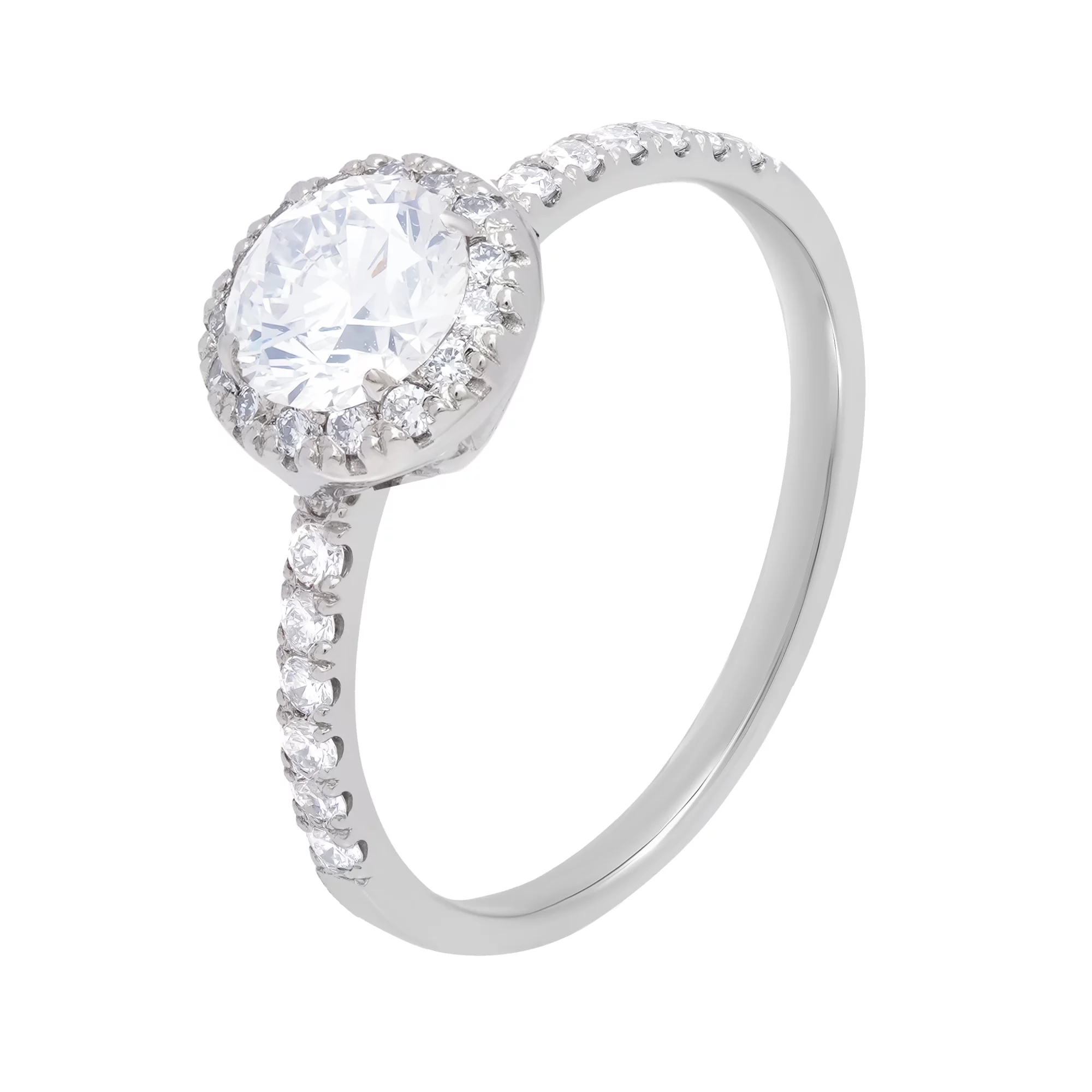 Золотое помолвочное кольцо с россыпью бриллиантов - 1668287 – изображение 1