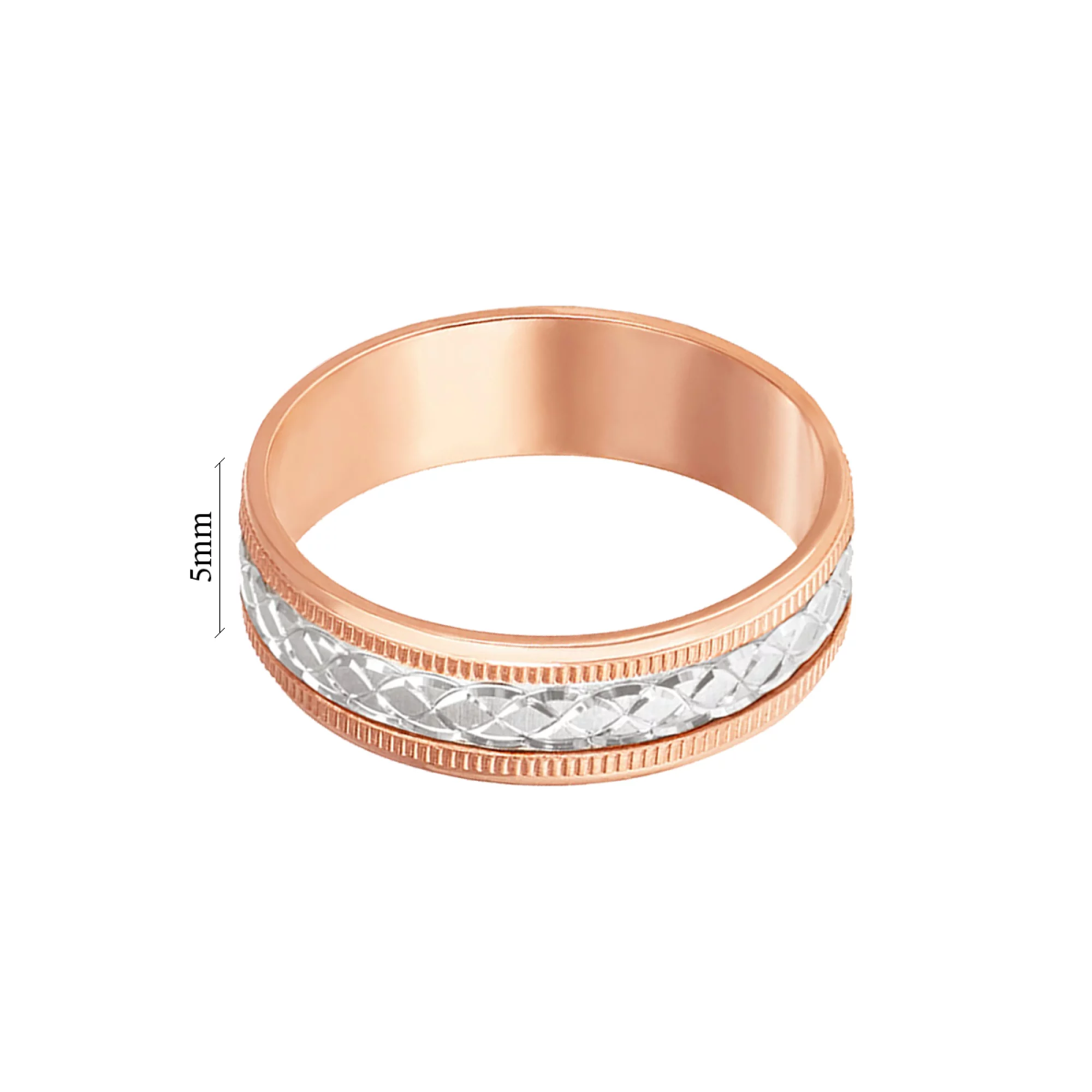 Обручальное кольцо из комбинированого золота американка  - 521251 – изображение 2