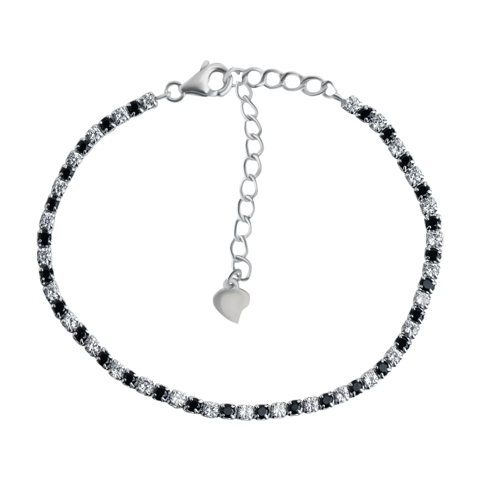 Браслет серебряный с белыми и черными фианитами Фантазийное плетение - 951023 – изображение 1