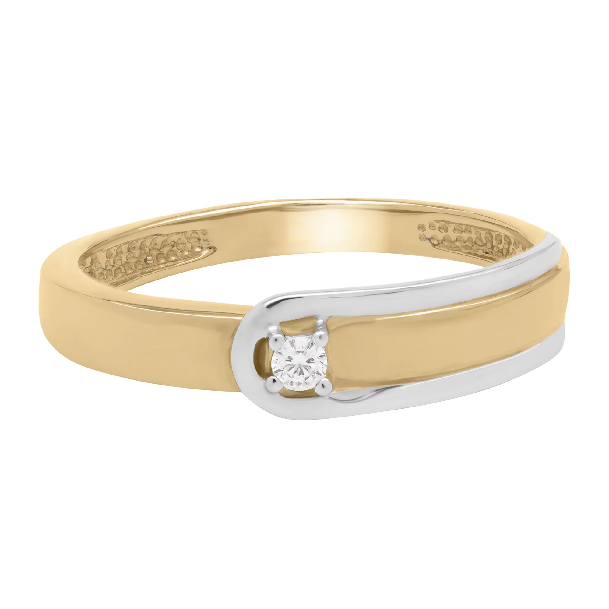 Каблучка для заручин "Шпилька" з комбінованого золота з діамантом - 1761412 – зображення 2