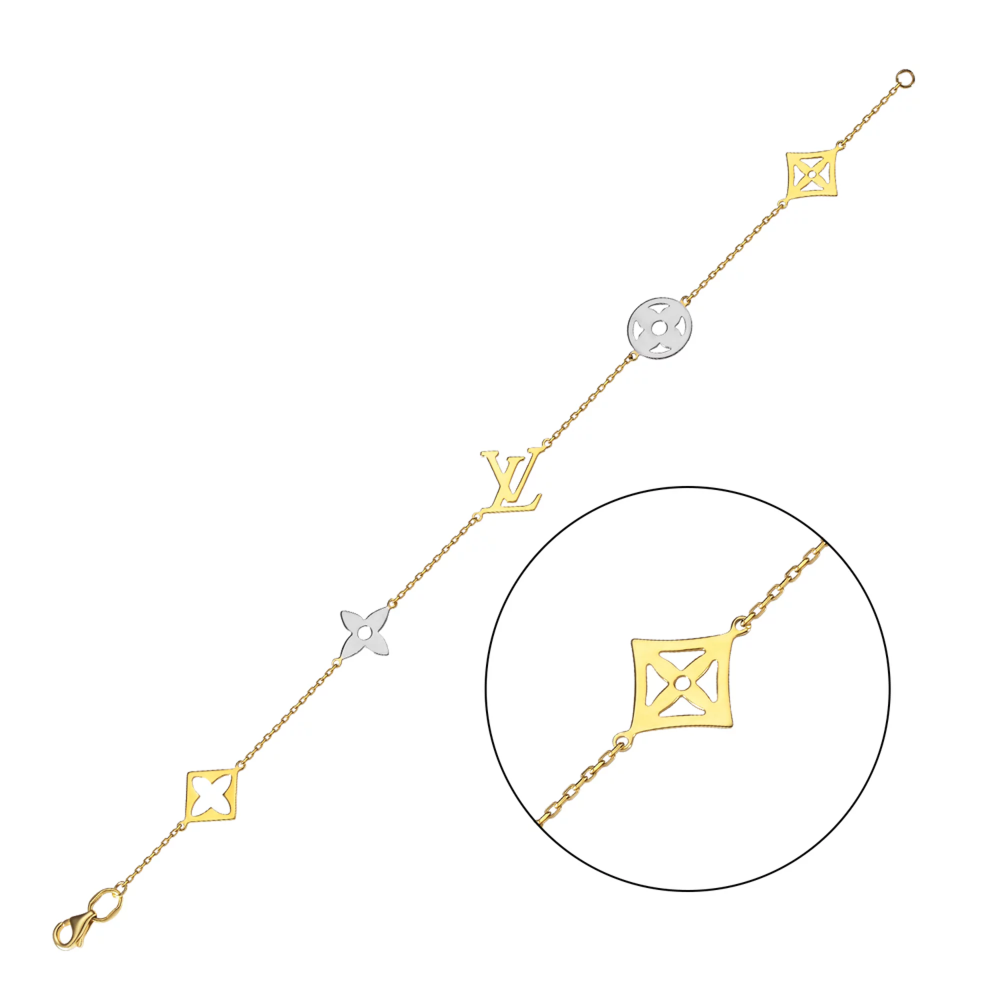 Браслет из комбинированного золота плетение якорное - 1260284 – изображение 2