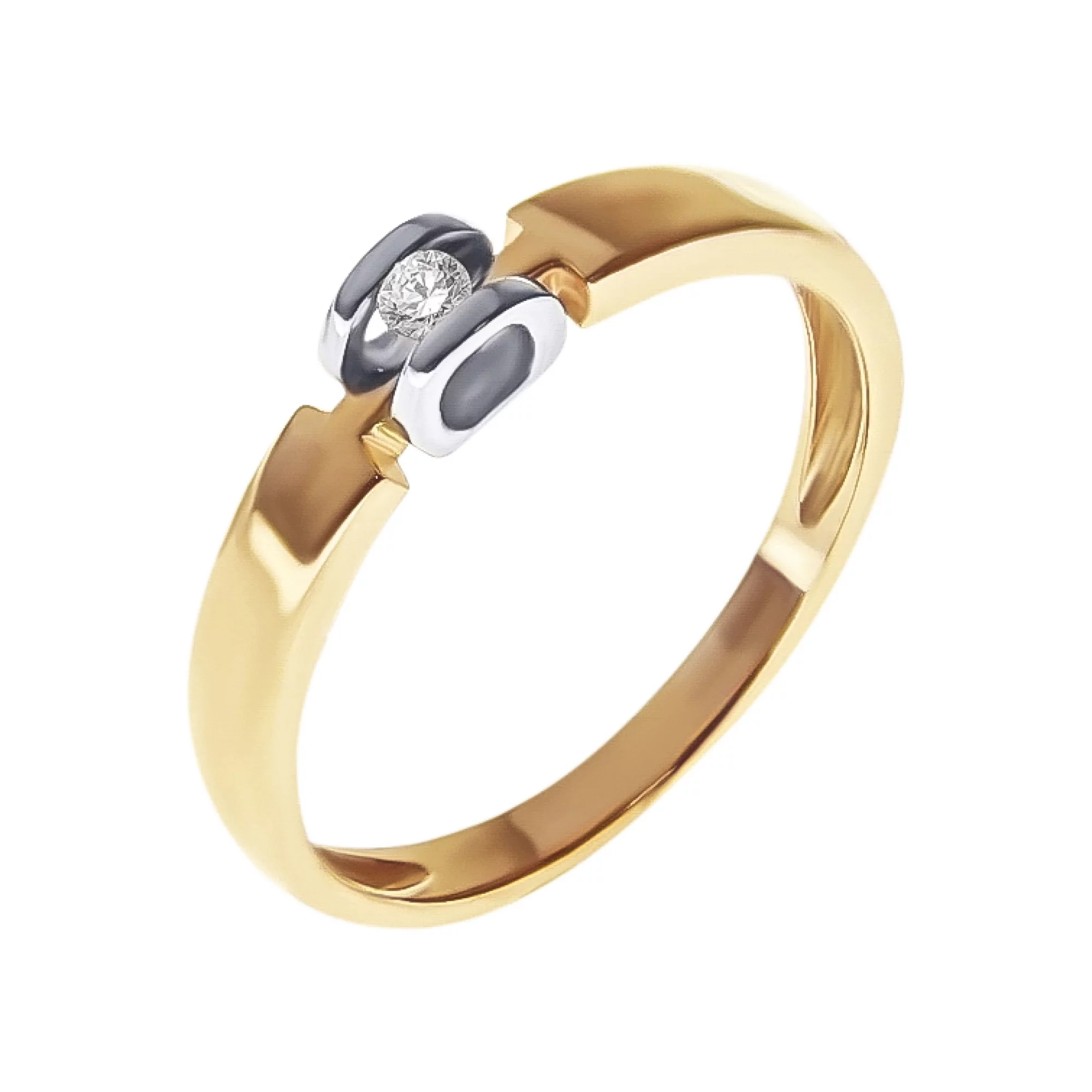 Золотое кольцо с бриллиантом - 521586 – изображение 1