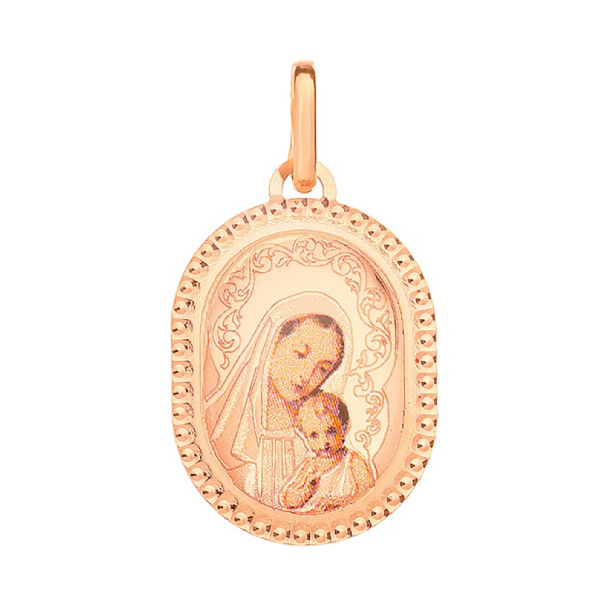 Ладанка из красного золота с эмалью Богородица Казанская - 961770 – изображение 1