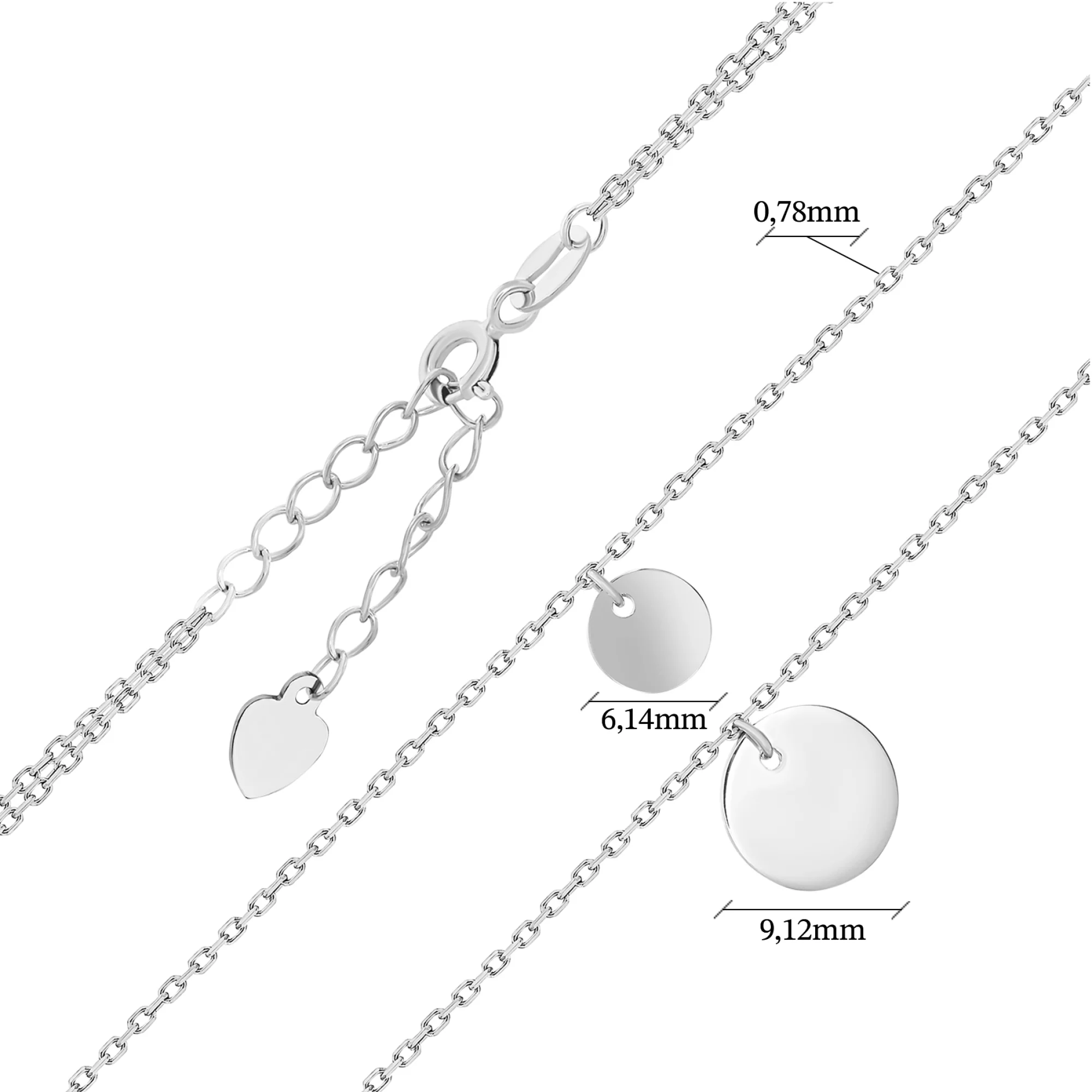 Цепочка с подвеской "Монетка" из серебра якорное плетение - 1544901 – изображение 3
