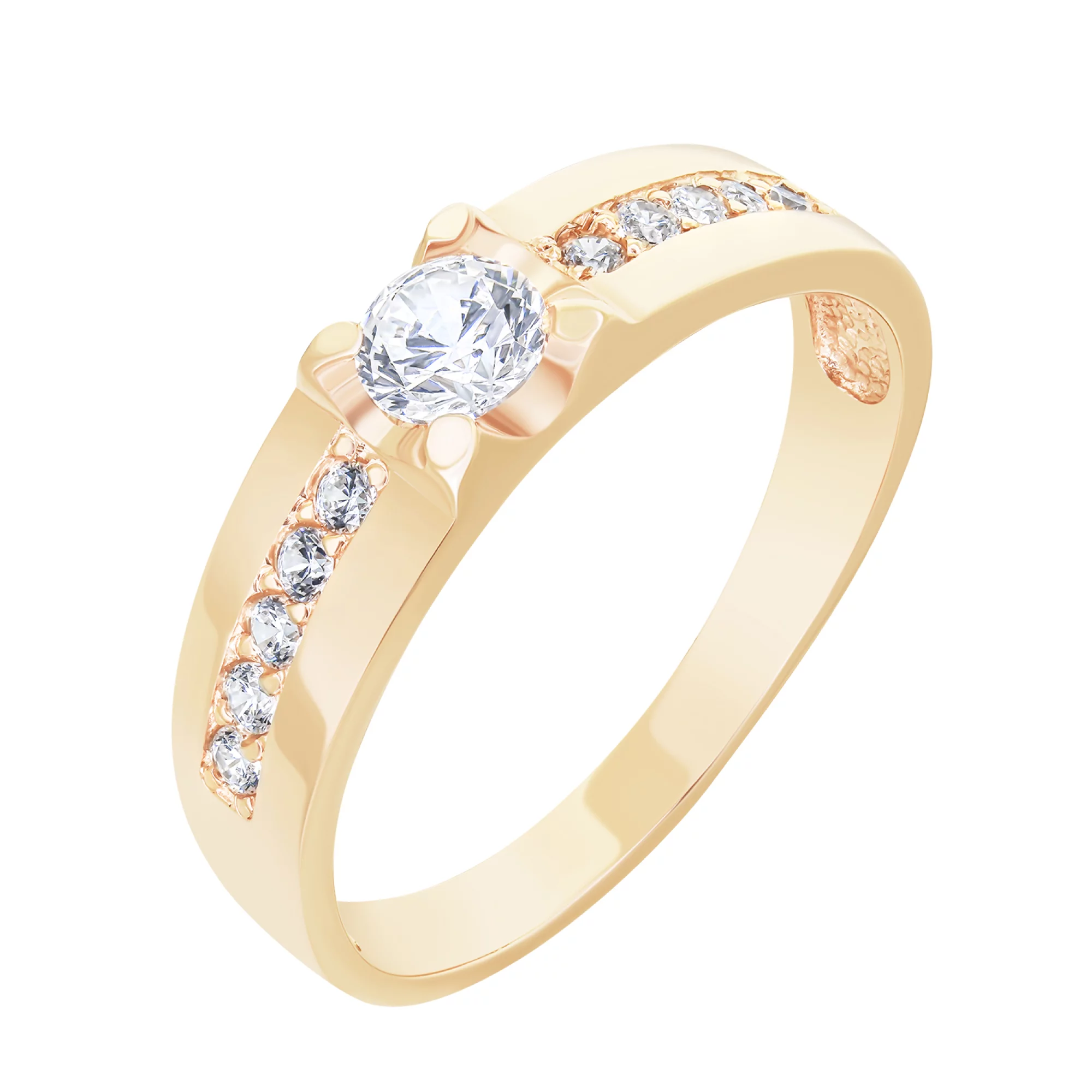Помолвочное золотое кольцо с фианитами - 1677983 – изображение 1