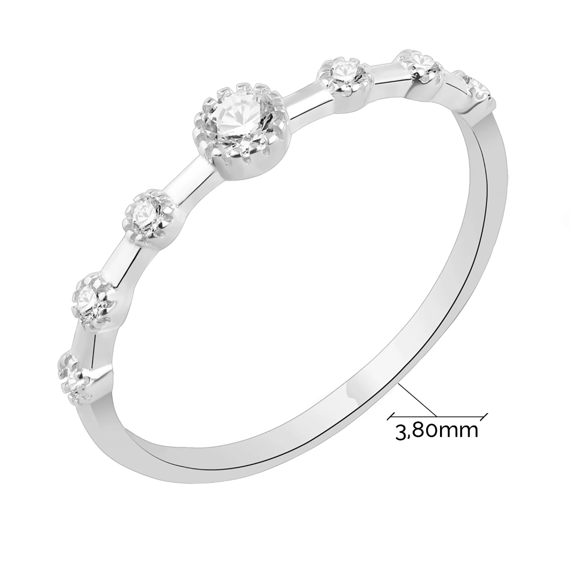 Кольцо серебряное с фианитами - 1514801 - 2