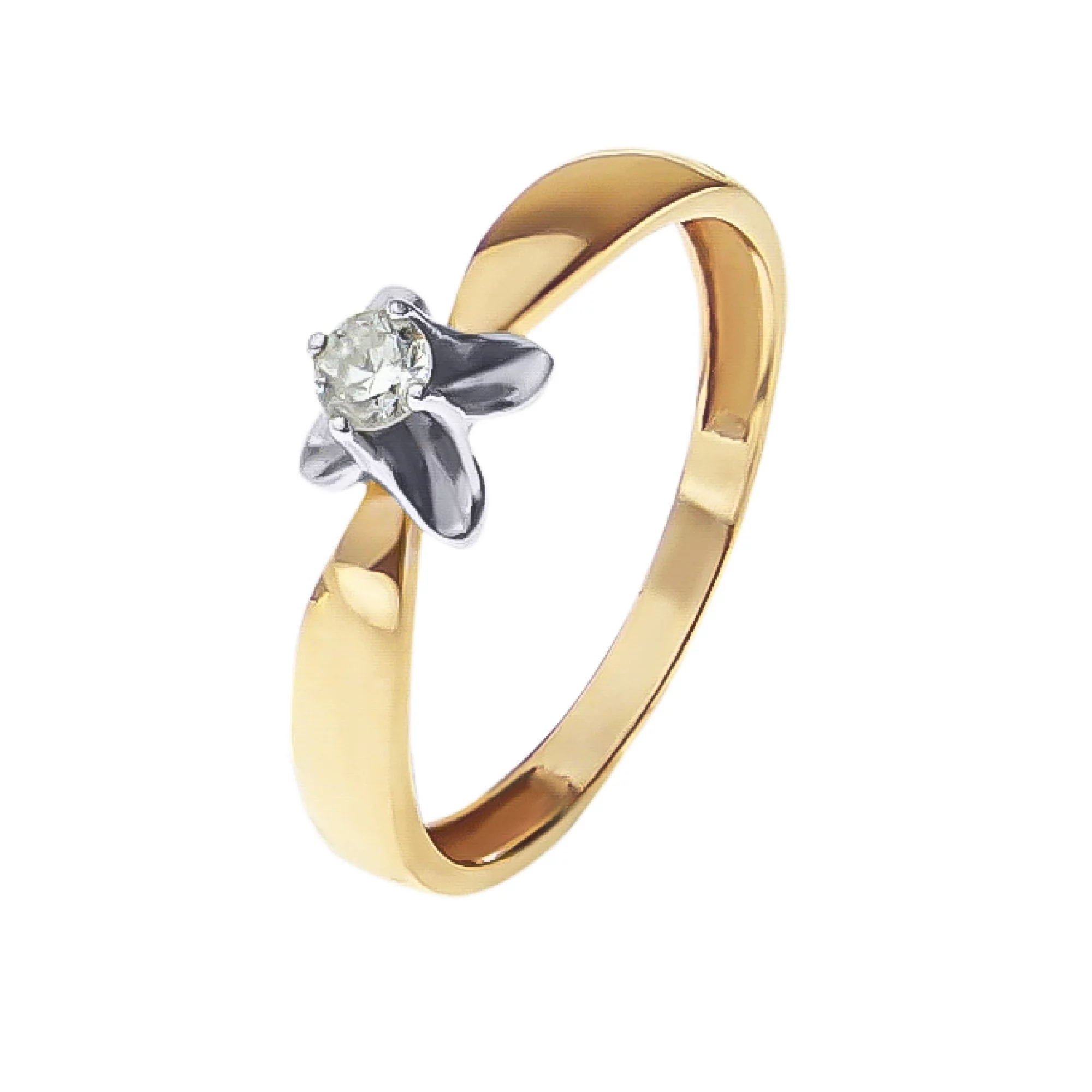 Золотое кольцо с бриллиантом - 538246 – изображение 1