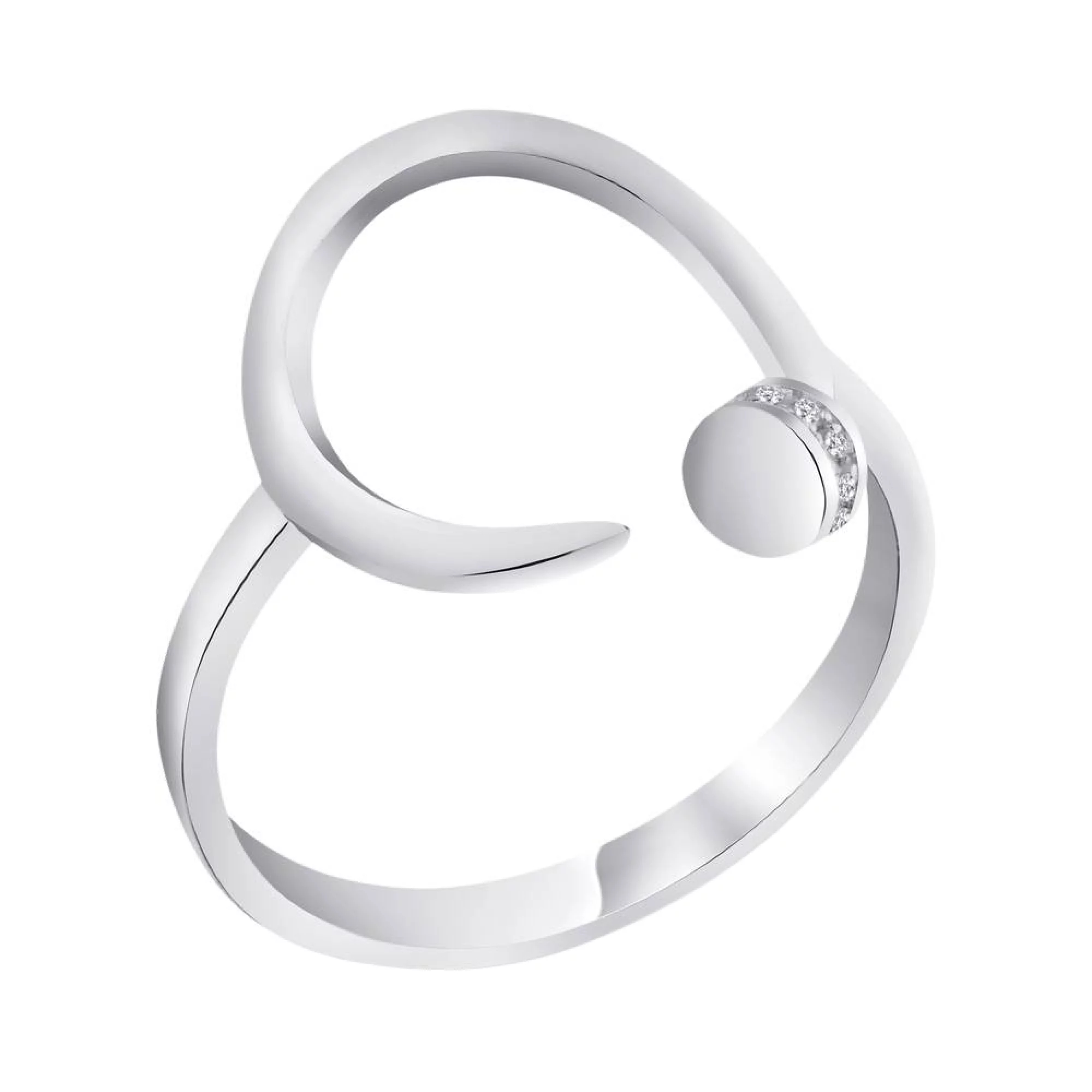 Кольцо серебряное с фианитом - 1279423 – изображение 1