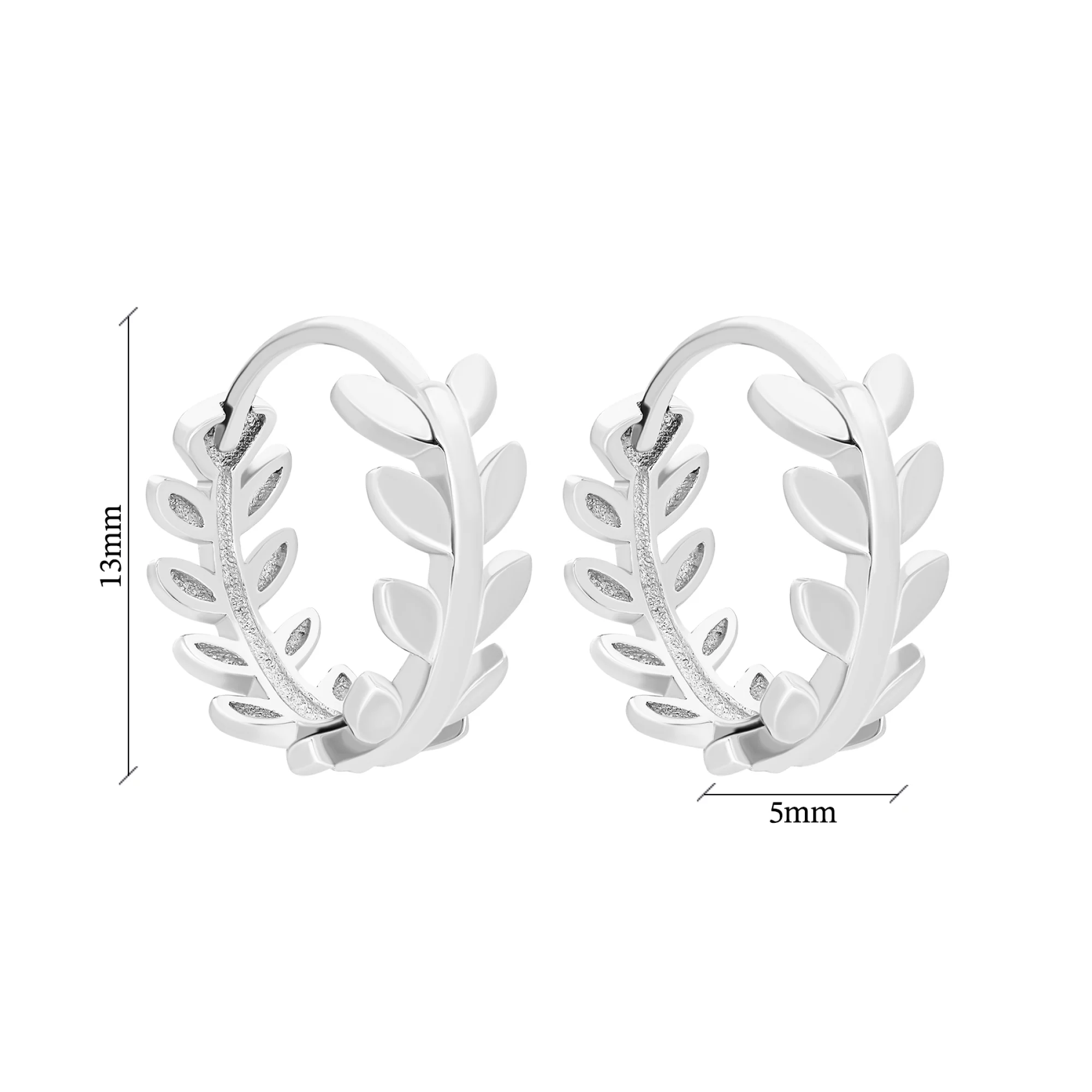 Срібні сережки-кільця у формі гілочки - 1552920 – зображення 2