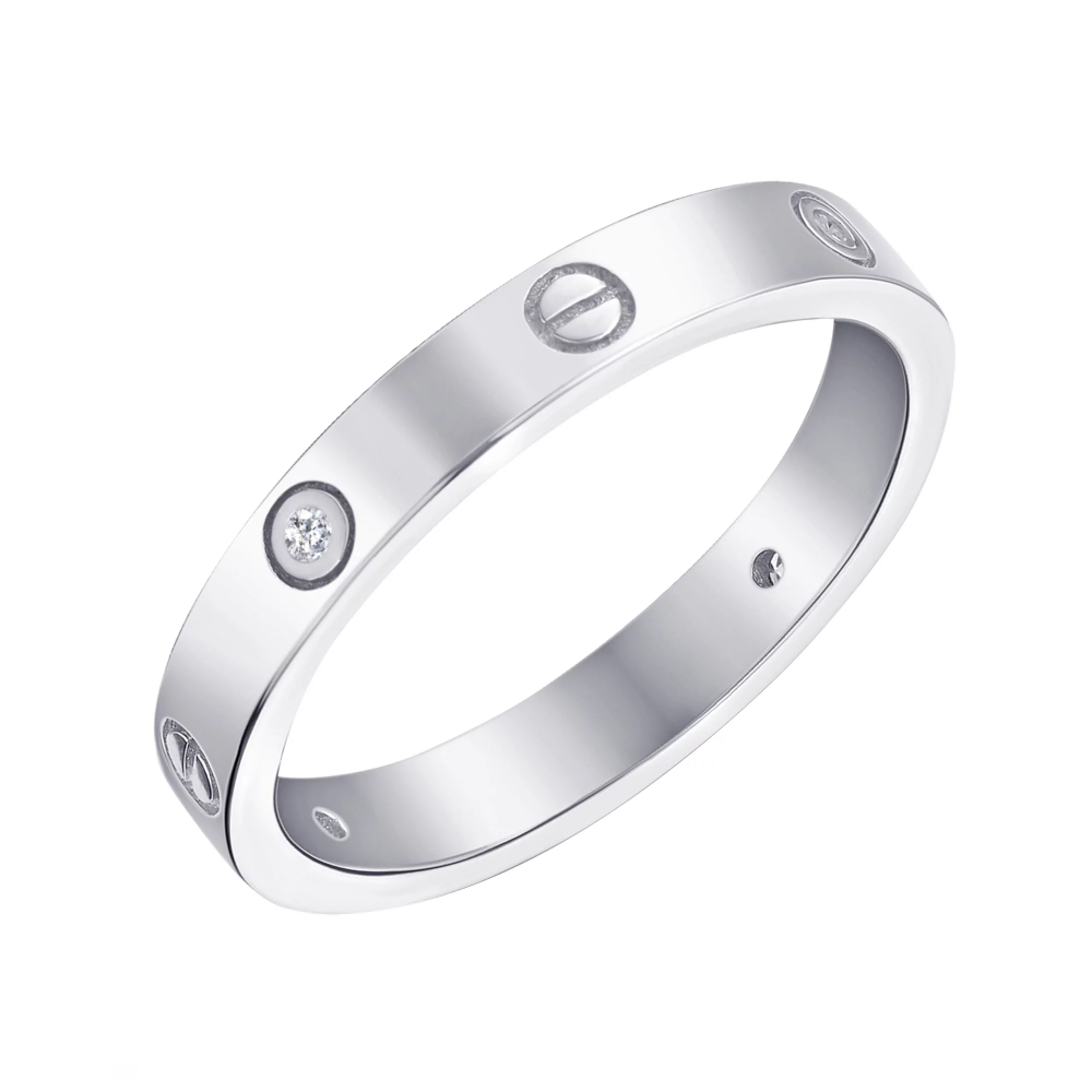 Кольцо "Love" с фианитом из серебра - 1450432 – изображение 1