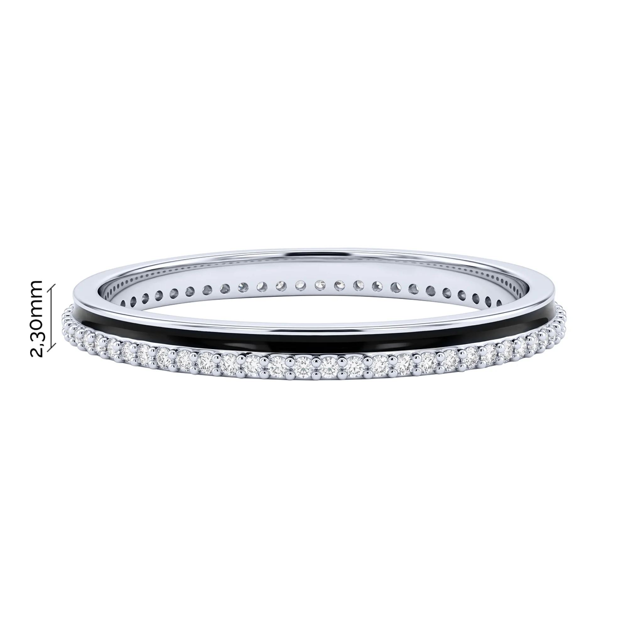 Серебряное кольцо с дорожкой фианитов и эмалью - 2159473 - 3