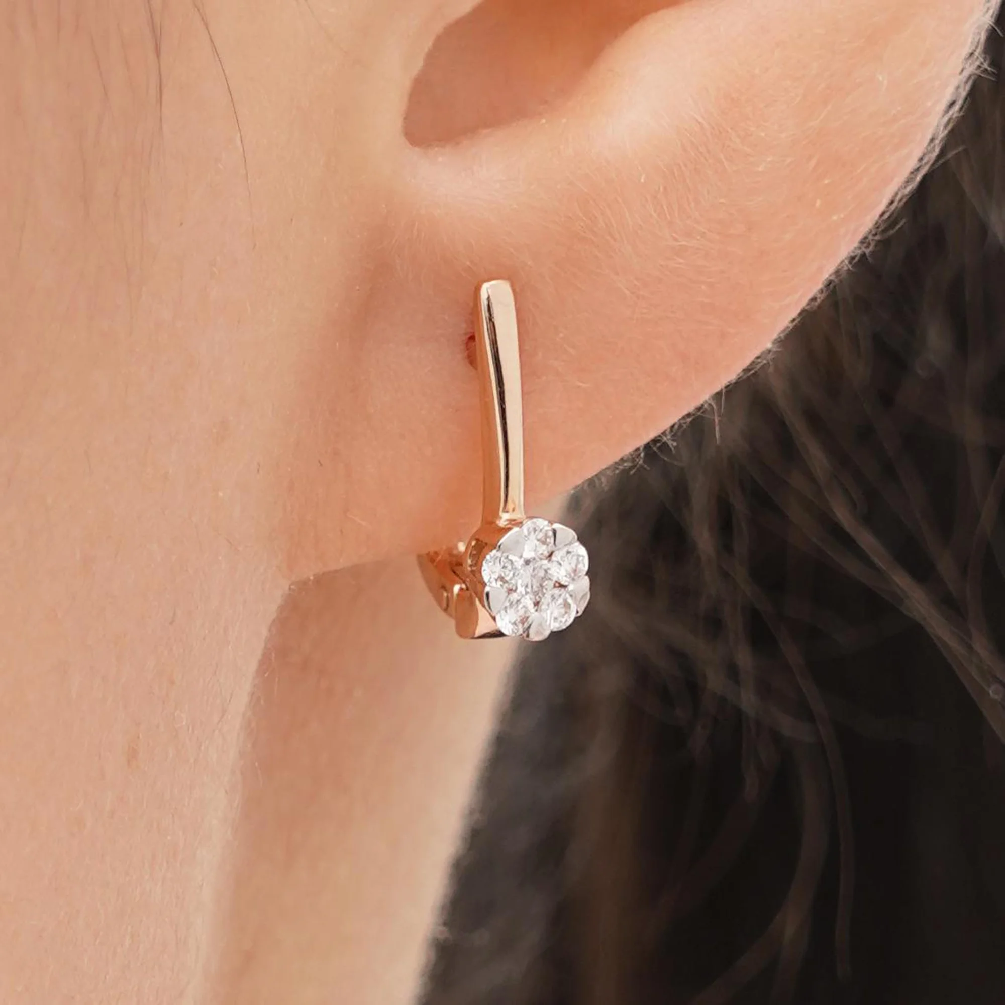 Сережки с бриллиантами из красного золота - 1644749 - 1
