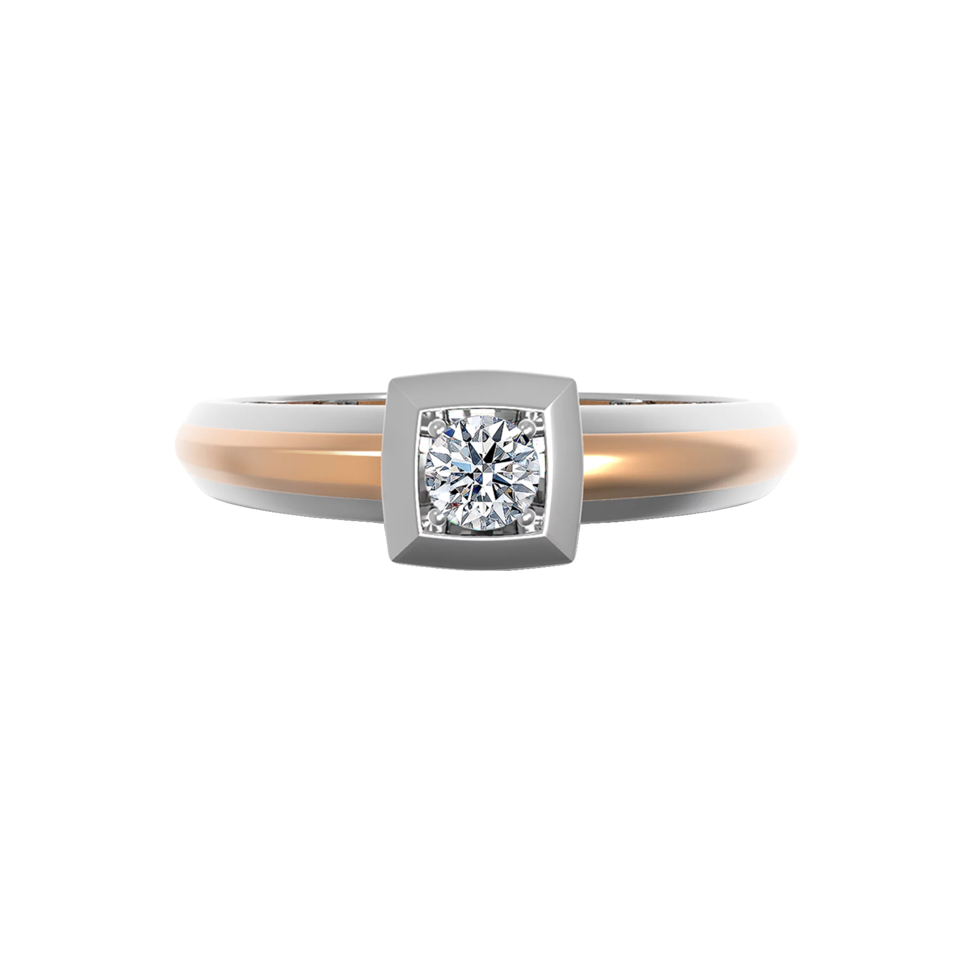 Кольцо из комбинированного золота с бриллиантом - 828419 – изображение 1