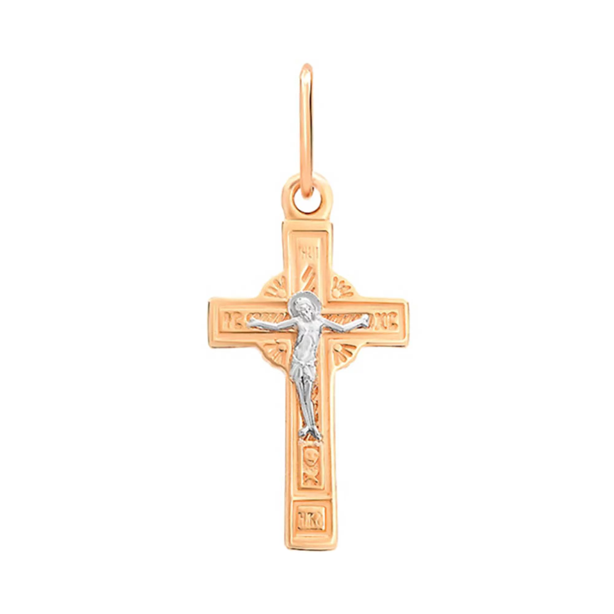 Крестик из комбинированого золота - 969885 – изображение 1