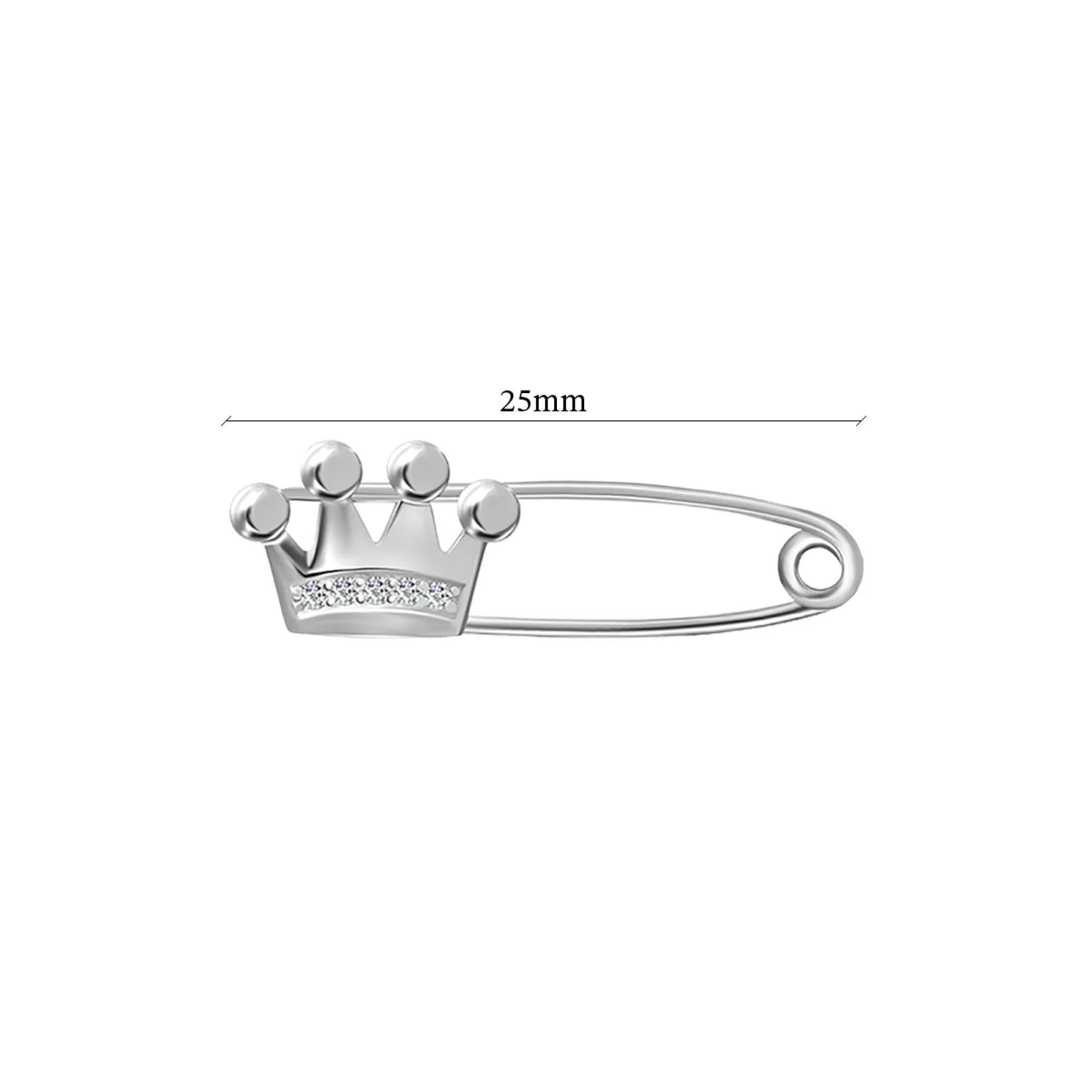 Булавка из серебра "Корона" с фианитом - 1426936 – изображение 2