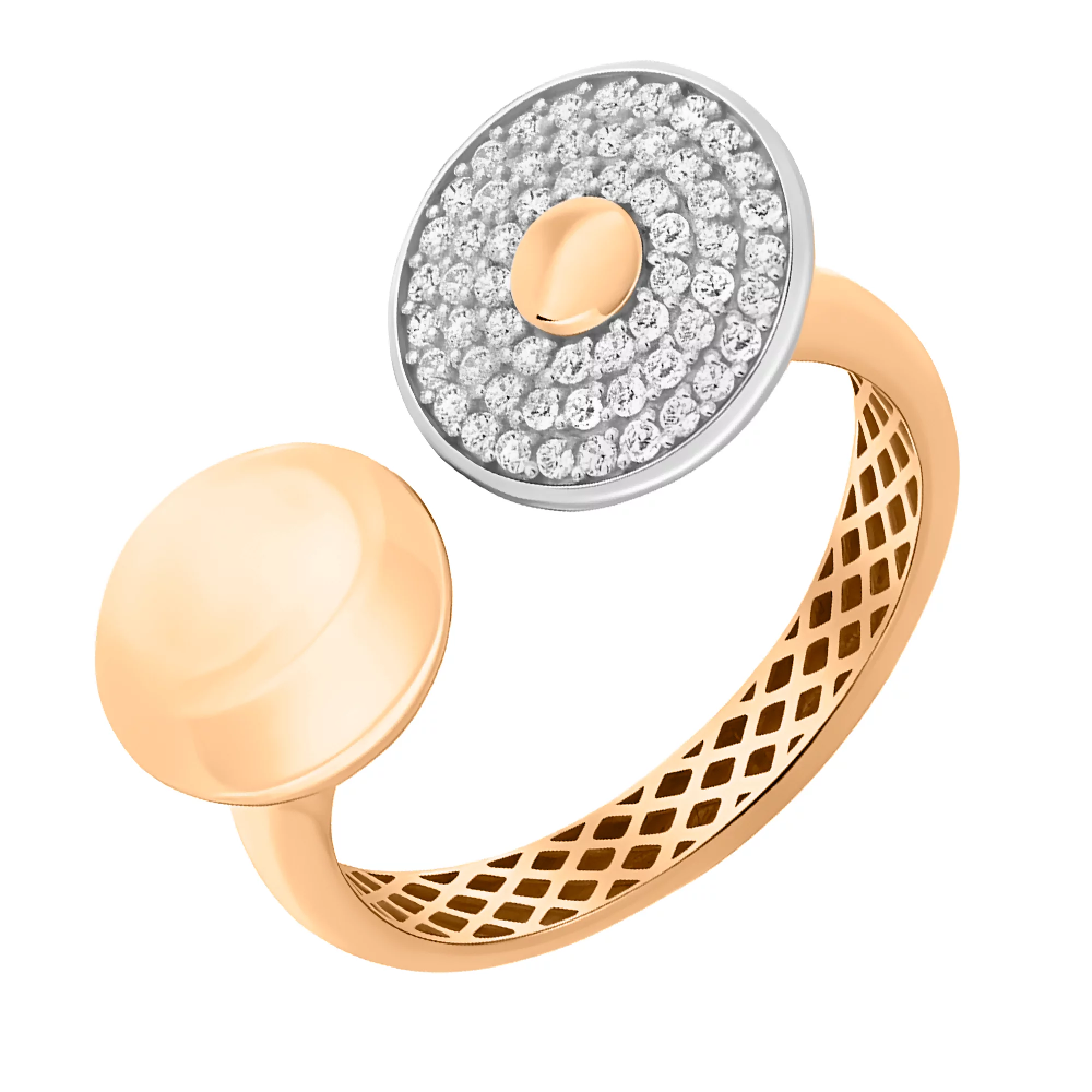Золотое кольцо с белыми фианитами - 482935 – изображение 1