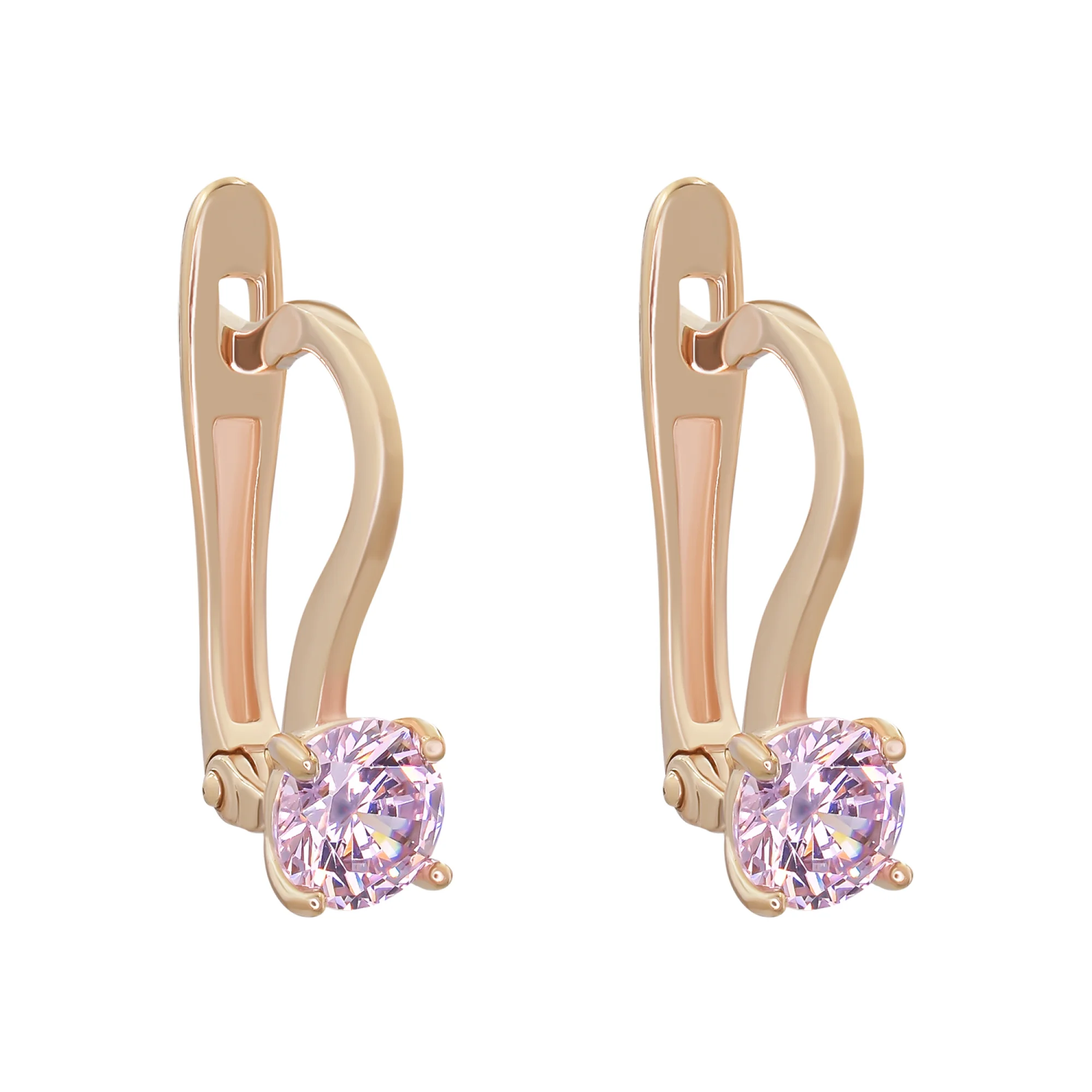 Сережки из красного золота с фианитом - 965289 - 1