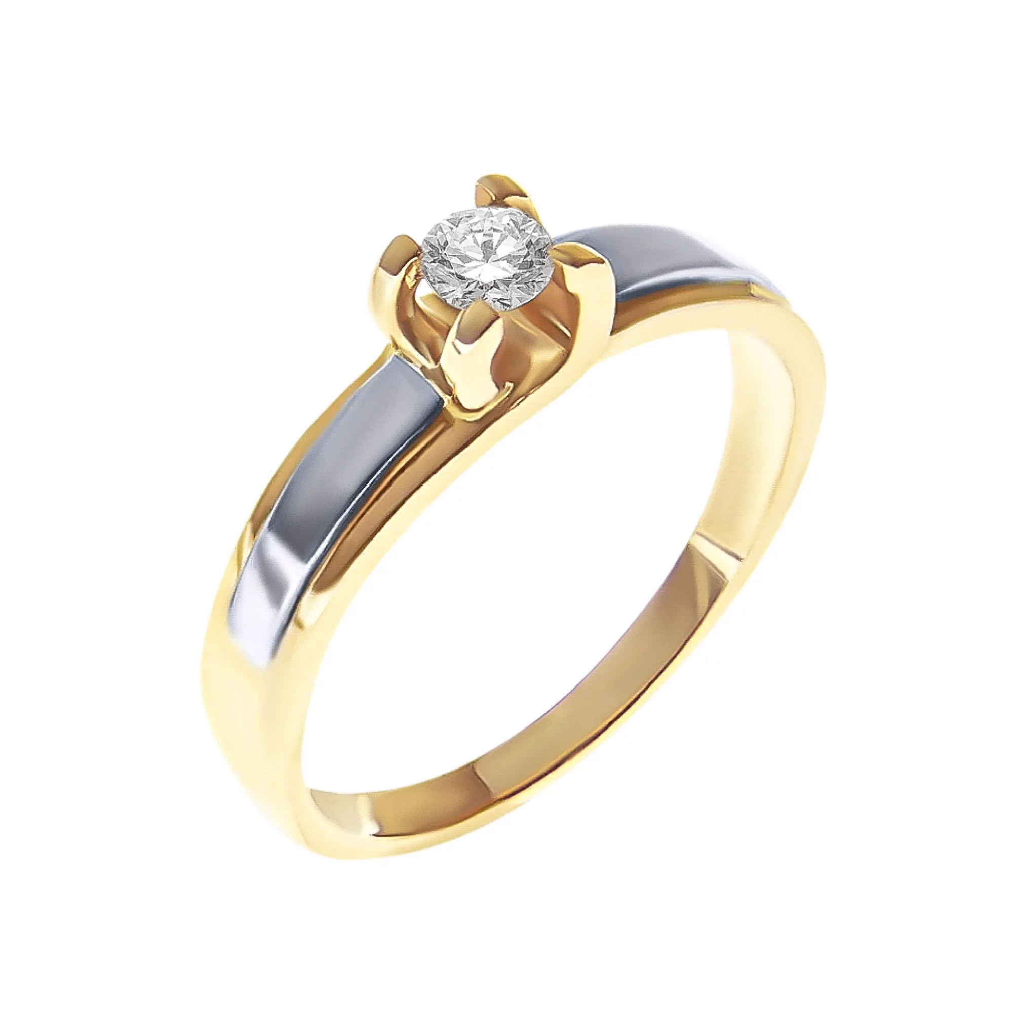 Кольцо с бриллиантом из комбинированного золота - 538302 – изображение 1