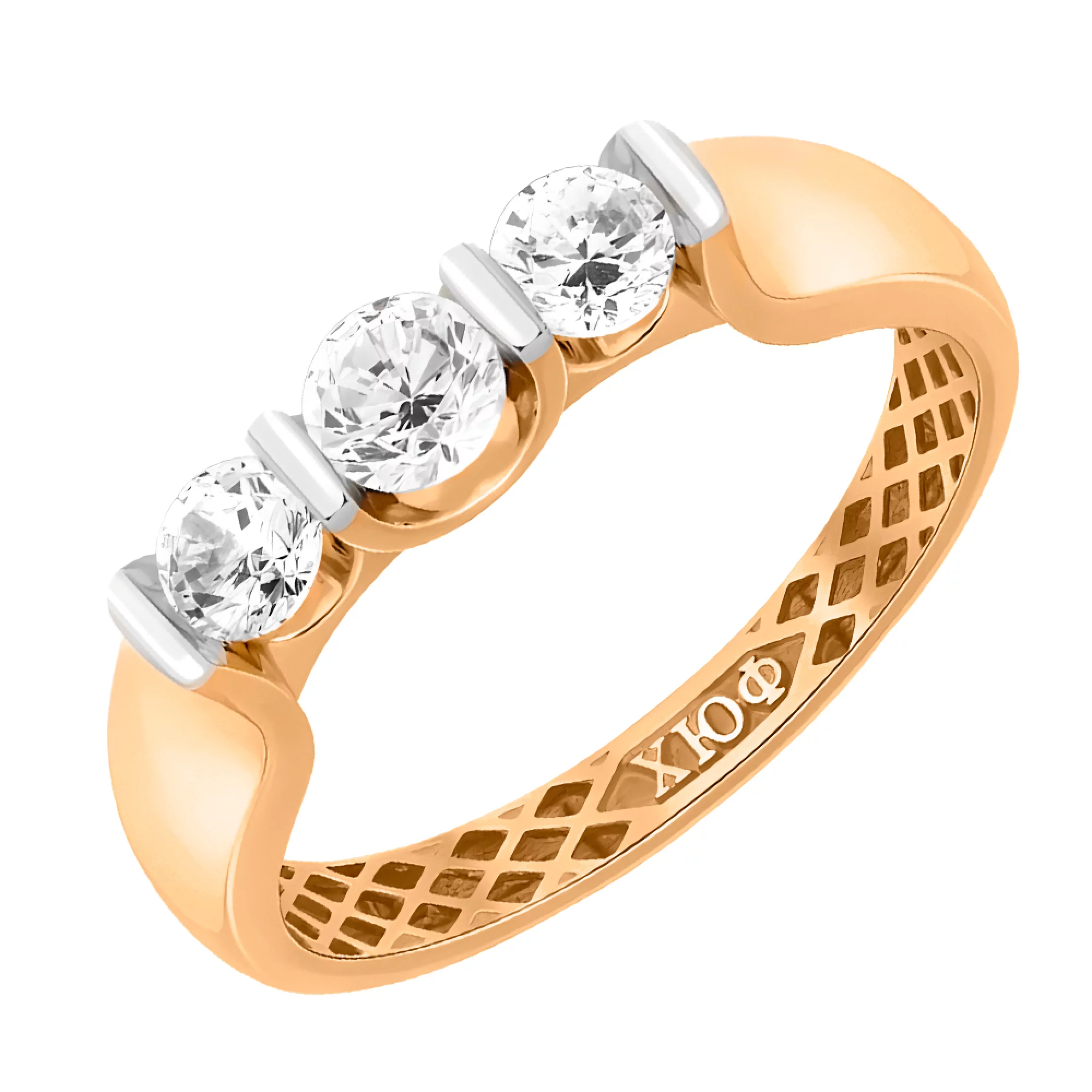 Золотое кольцо с фианитом - 482867 – изображение 1