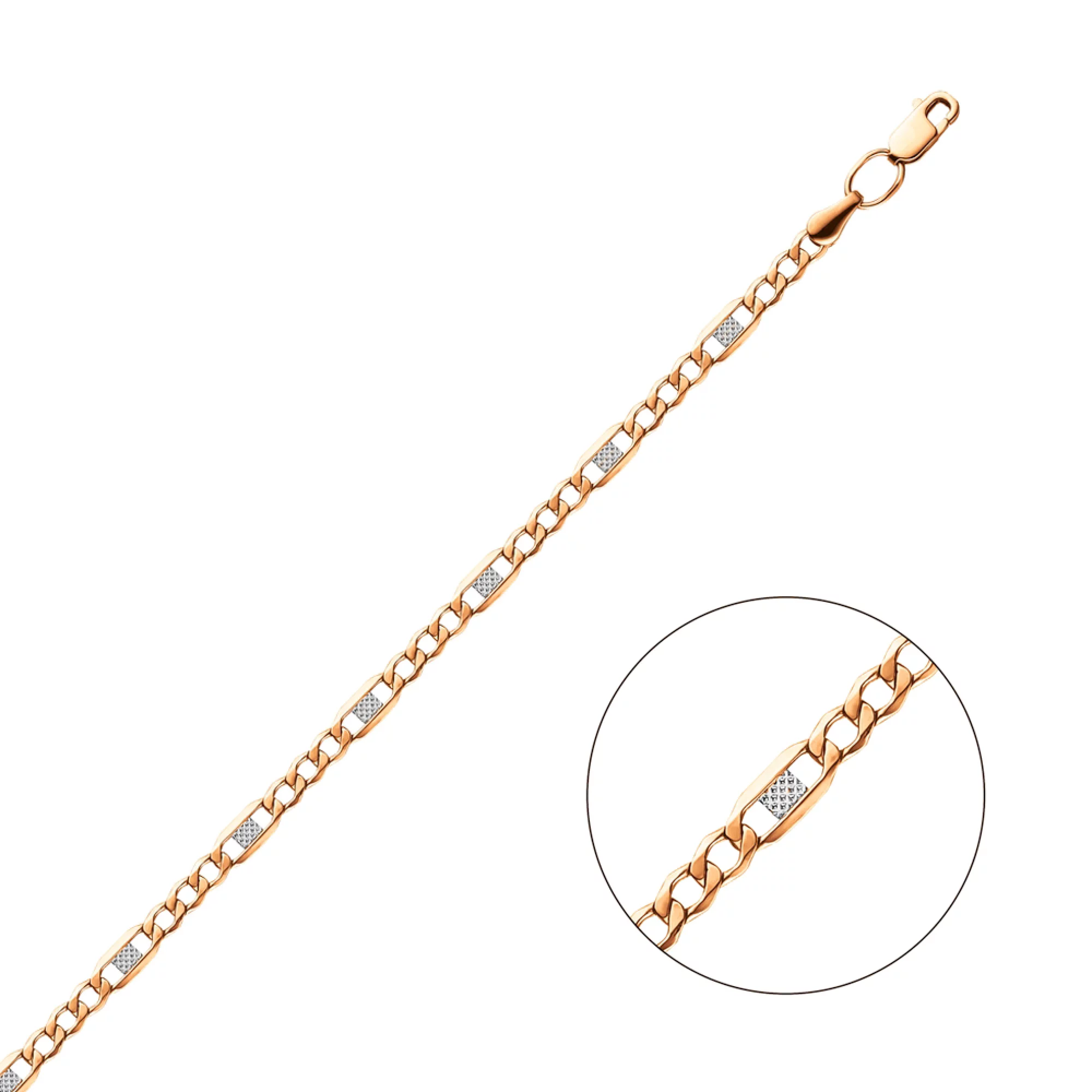 Золотий браслет плетіння фігаро з родіюванням - 1526555 – зображення 1