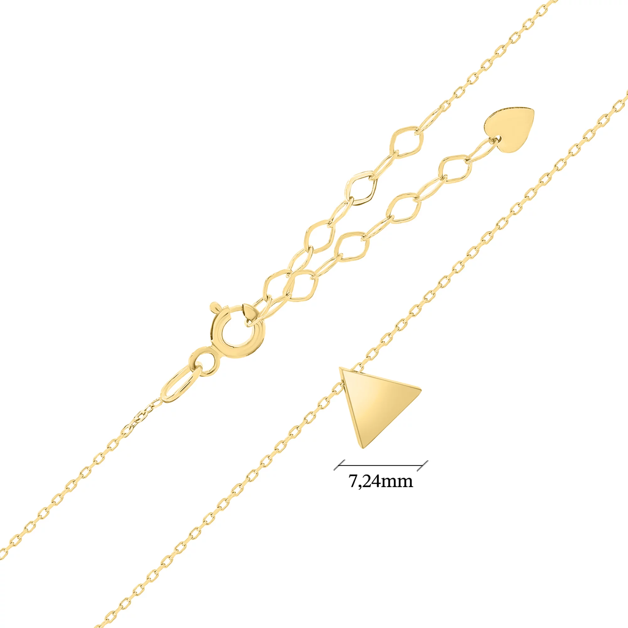 Ланцюжок у жовтому золоті з трикутною підвіскою якірне плетіння - 1683695 – зображення 3