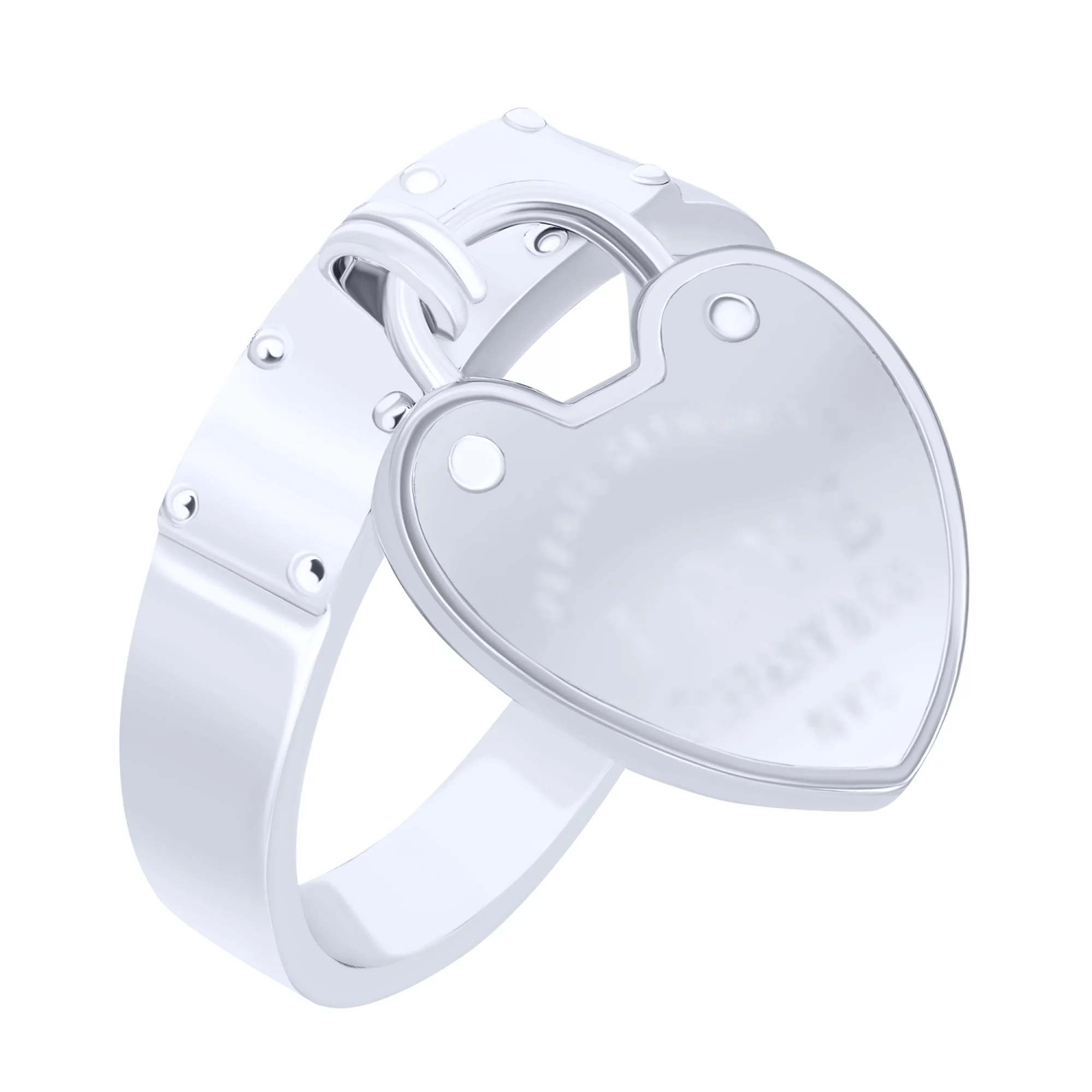 Кольцо серебряное с подвесным сердечком - 1611525 – изображение 1