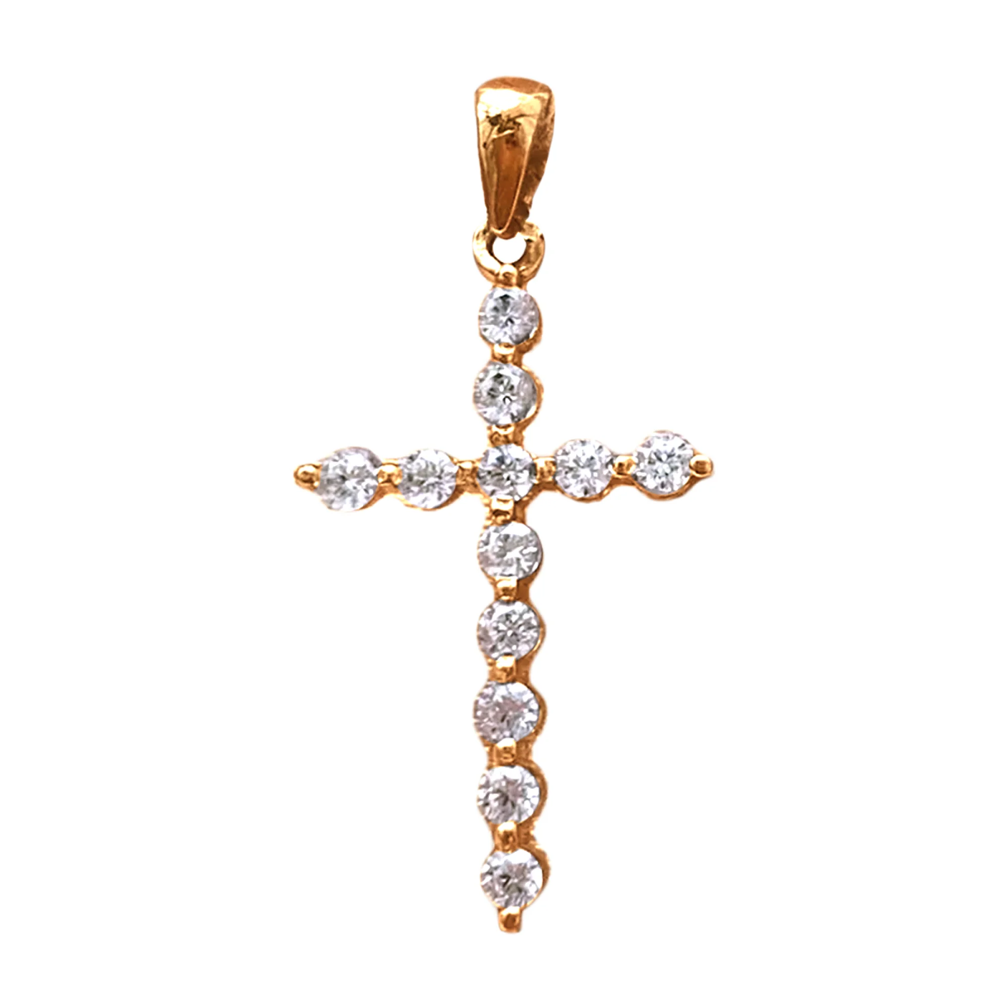 Хрестик з червоного золота з фіанітом - 966071 - 2