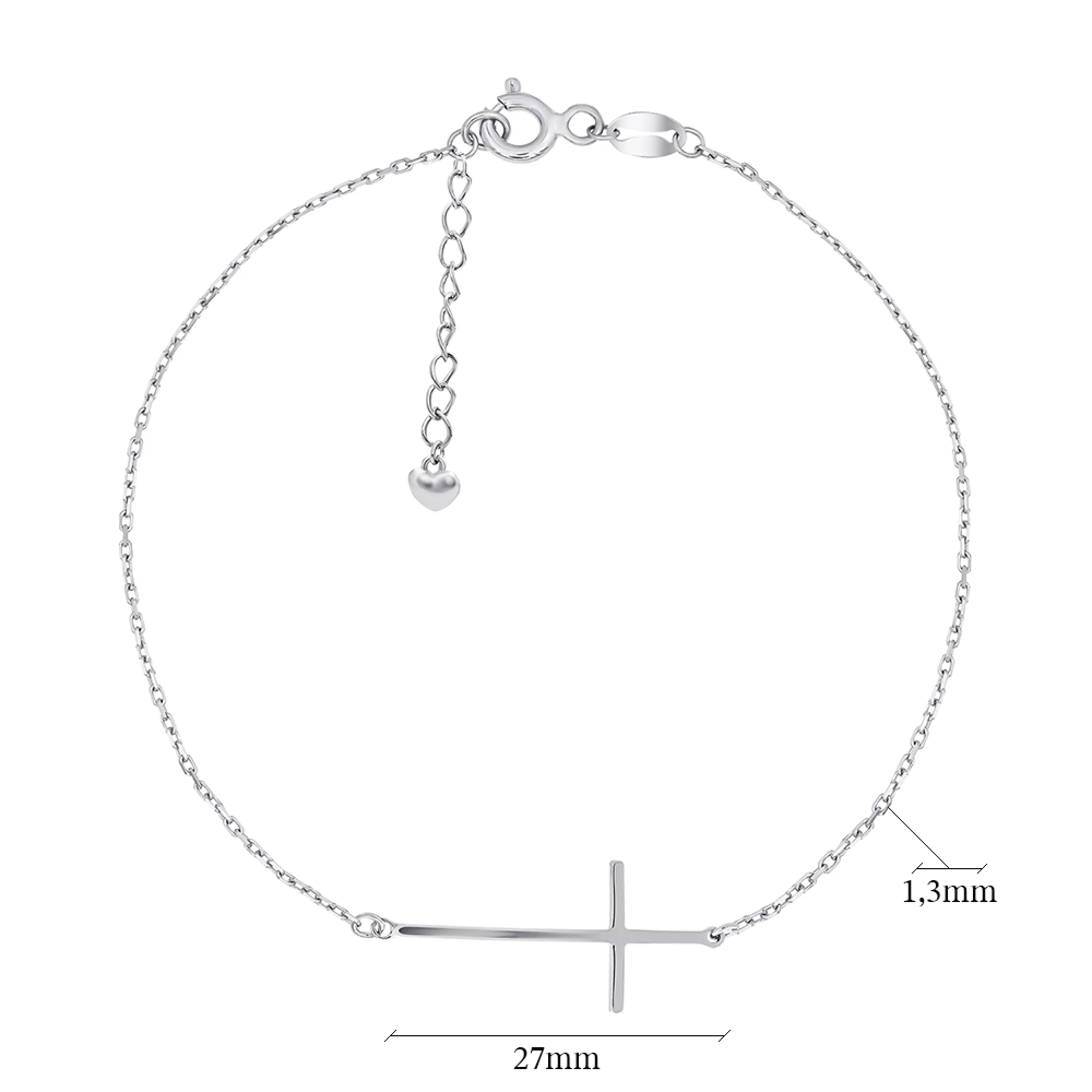 Браслет серебряный с крестиком плетение якорное - 1269043 – изображение 2