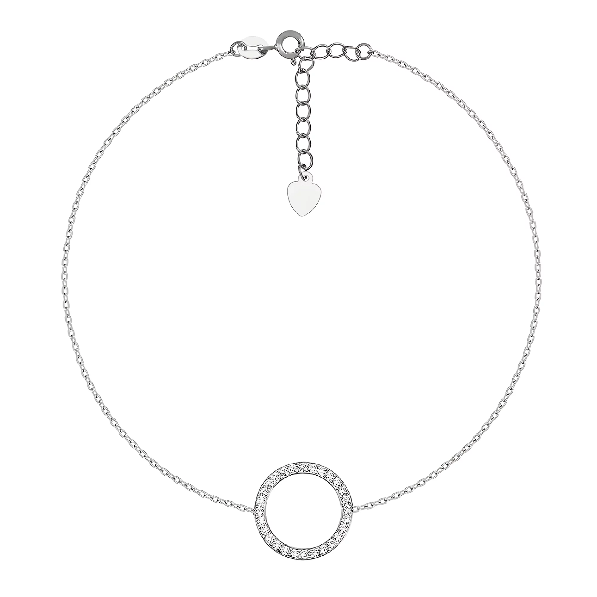 Срібний браслет "Коло" з доріжкою фіанітів плетіння якір - 1543434 – зображення 1