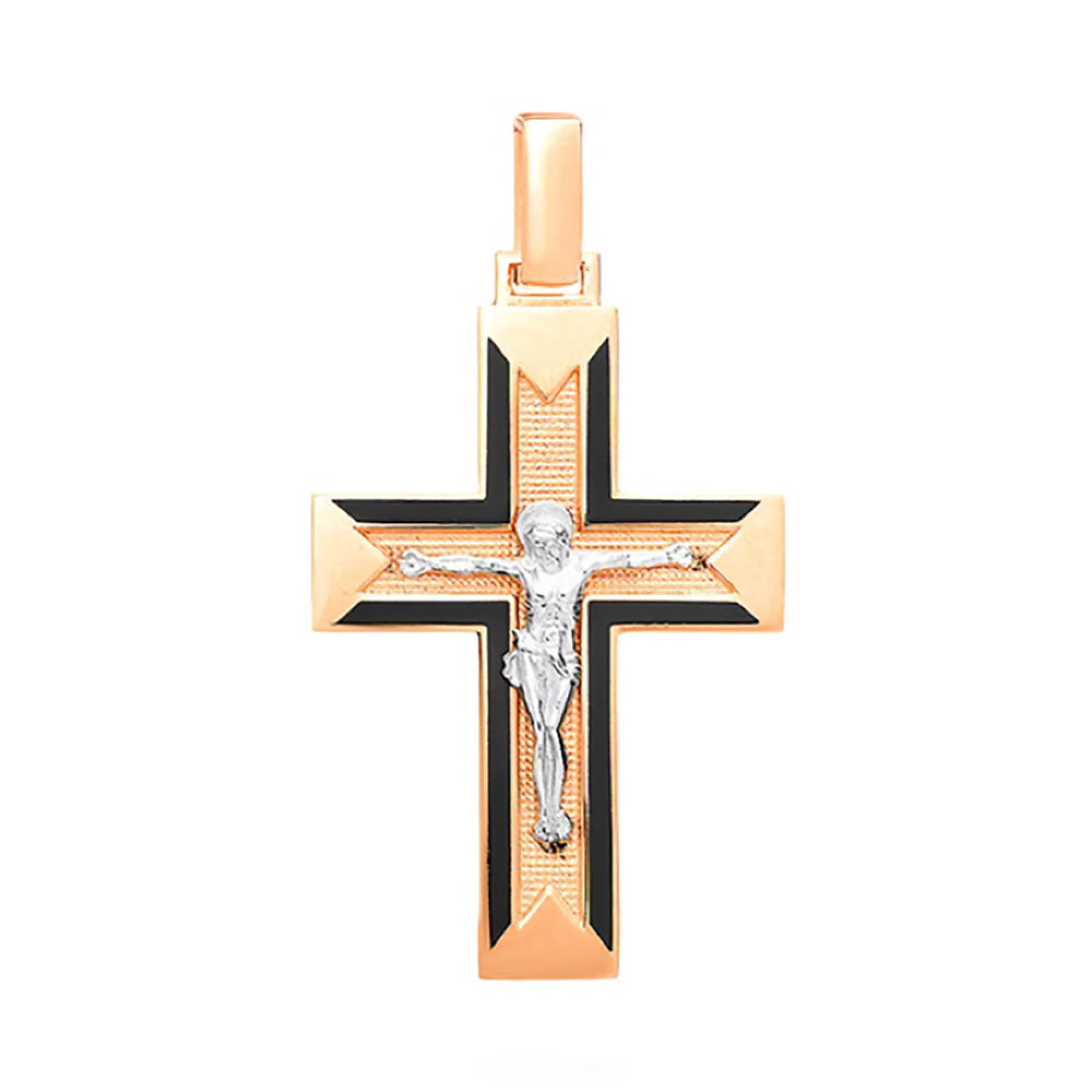 Хрестик з комбінованого золота з емаллю - 1585633 – зображення 1