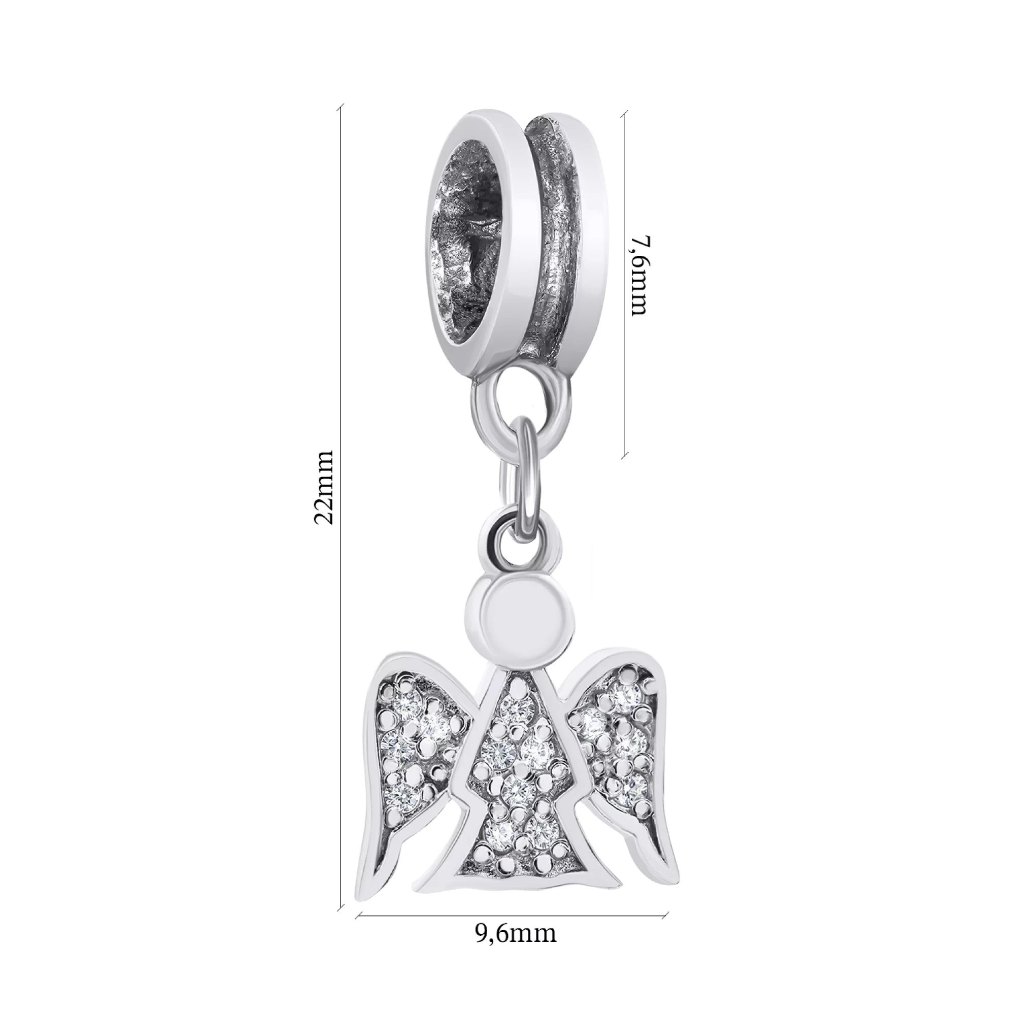 Серебряная подвеска "Ангел" с фианитами - 1521063 – изображение 2